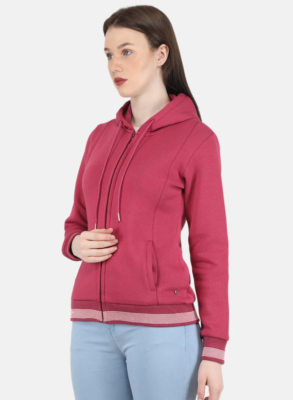 Women Pink Solid Sweatshirt - Image 2
