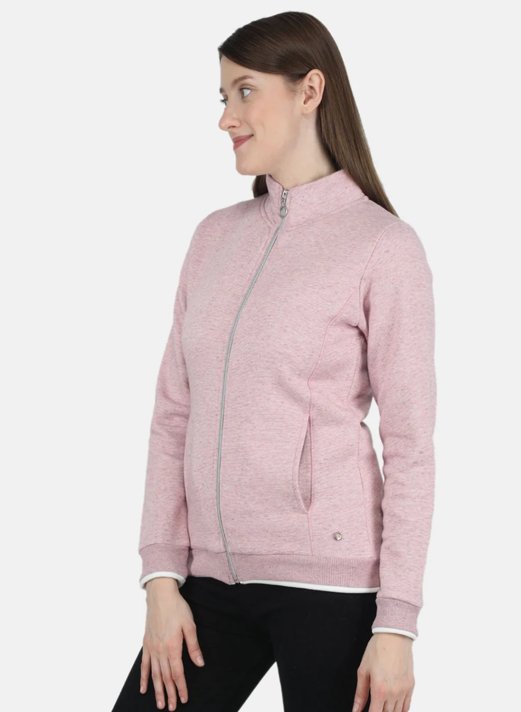 Women Pink Stripe Sweatshirt - Image 2