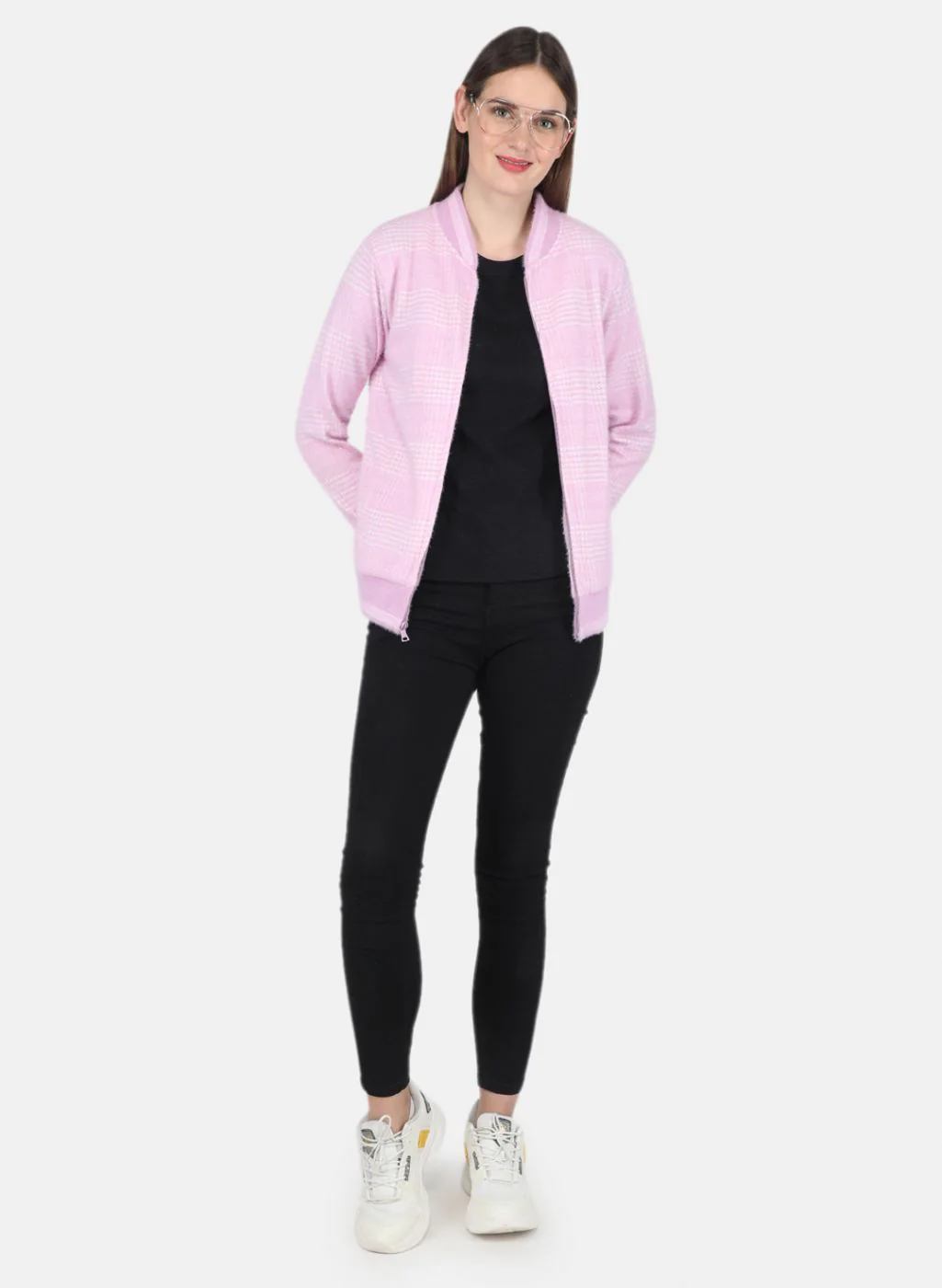 Women Purple Check Sweatshirt - Image 4