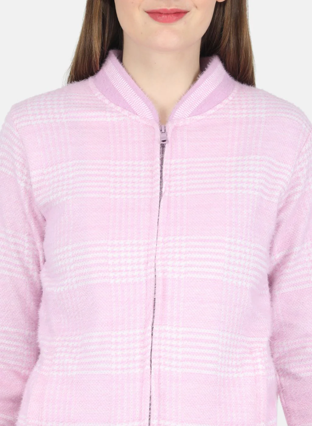 Women Purple Check Sweatshirt - Image 5