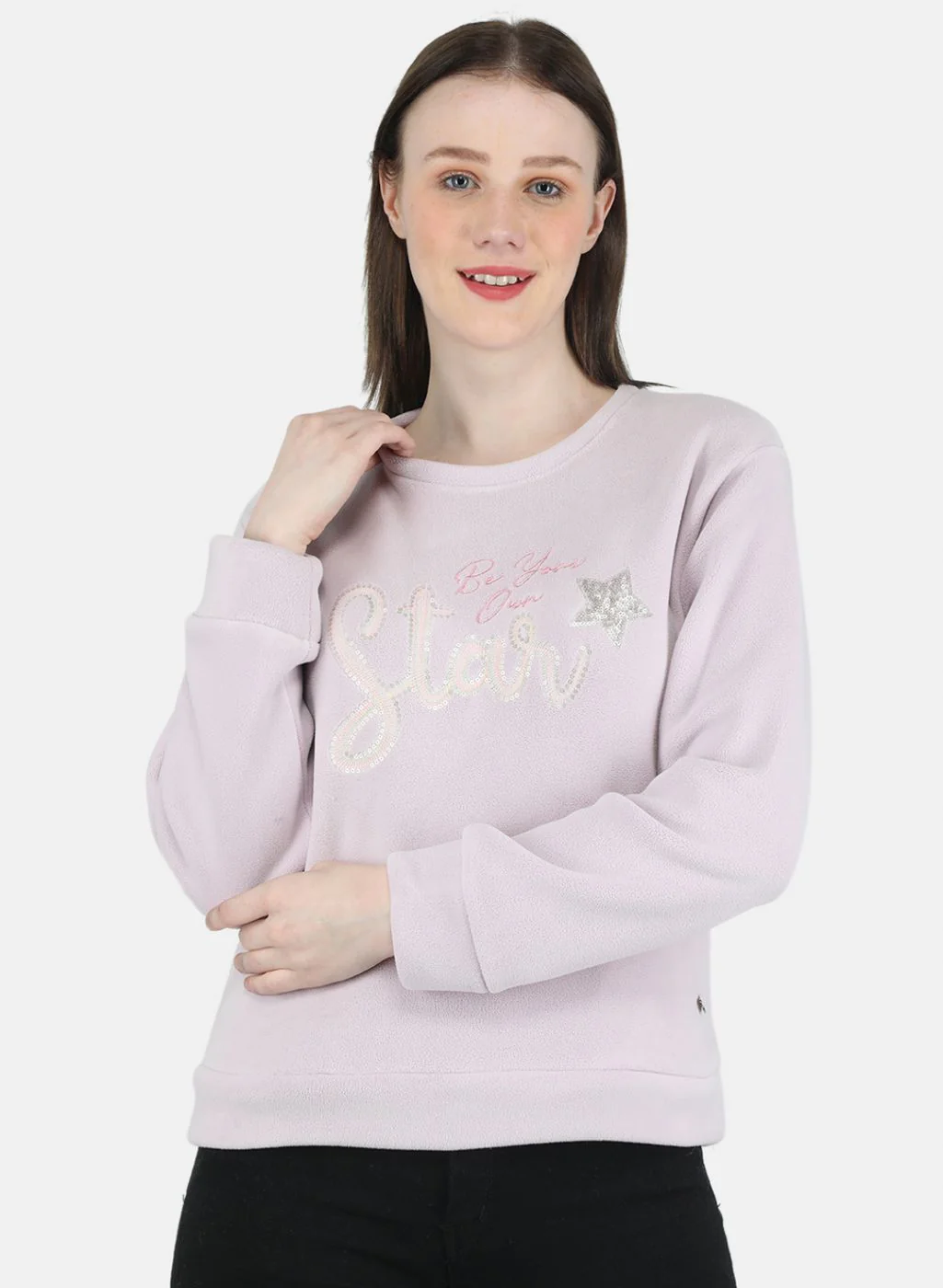 Women Purple Embroidered Sweatshirt