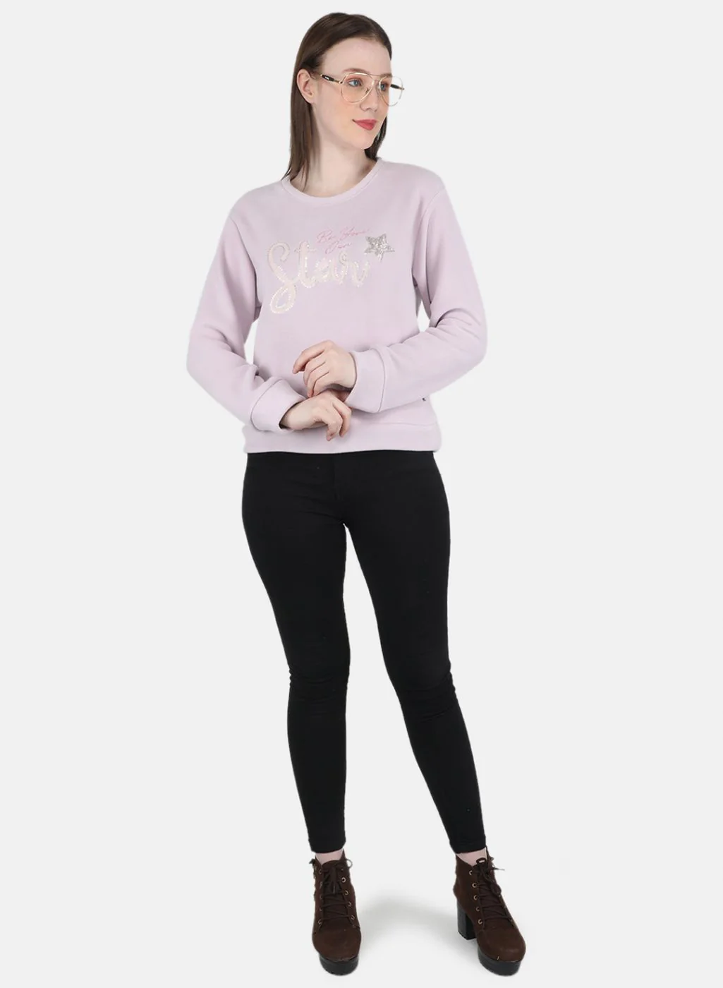 Women Purple Embroidered Sweatshirt - Image 4