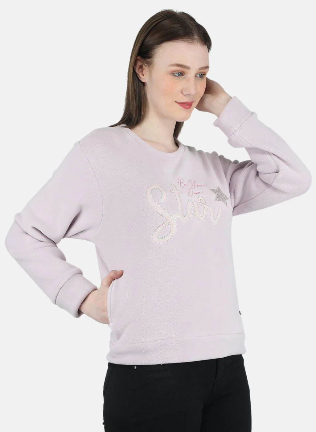 Women Purple Embroidered Sweatshirt - Image 6