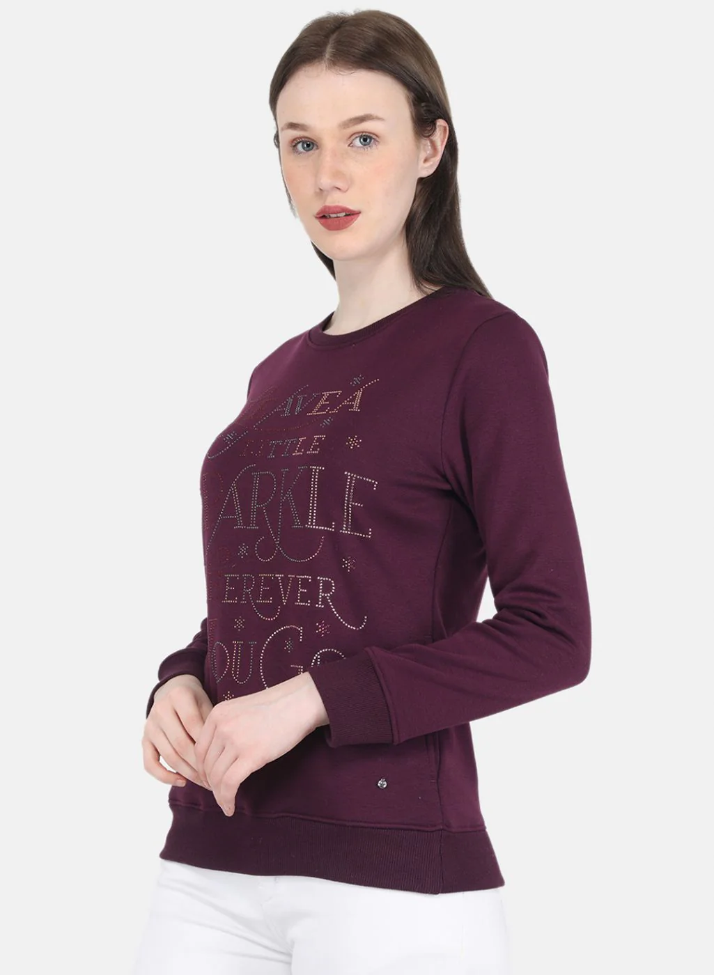 Women Purple Printed Sweatshirt - Image 2