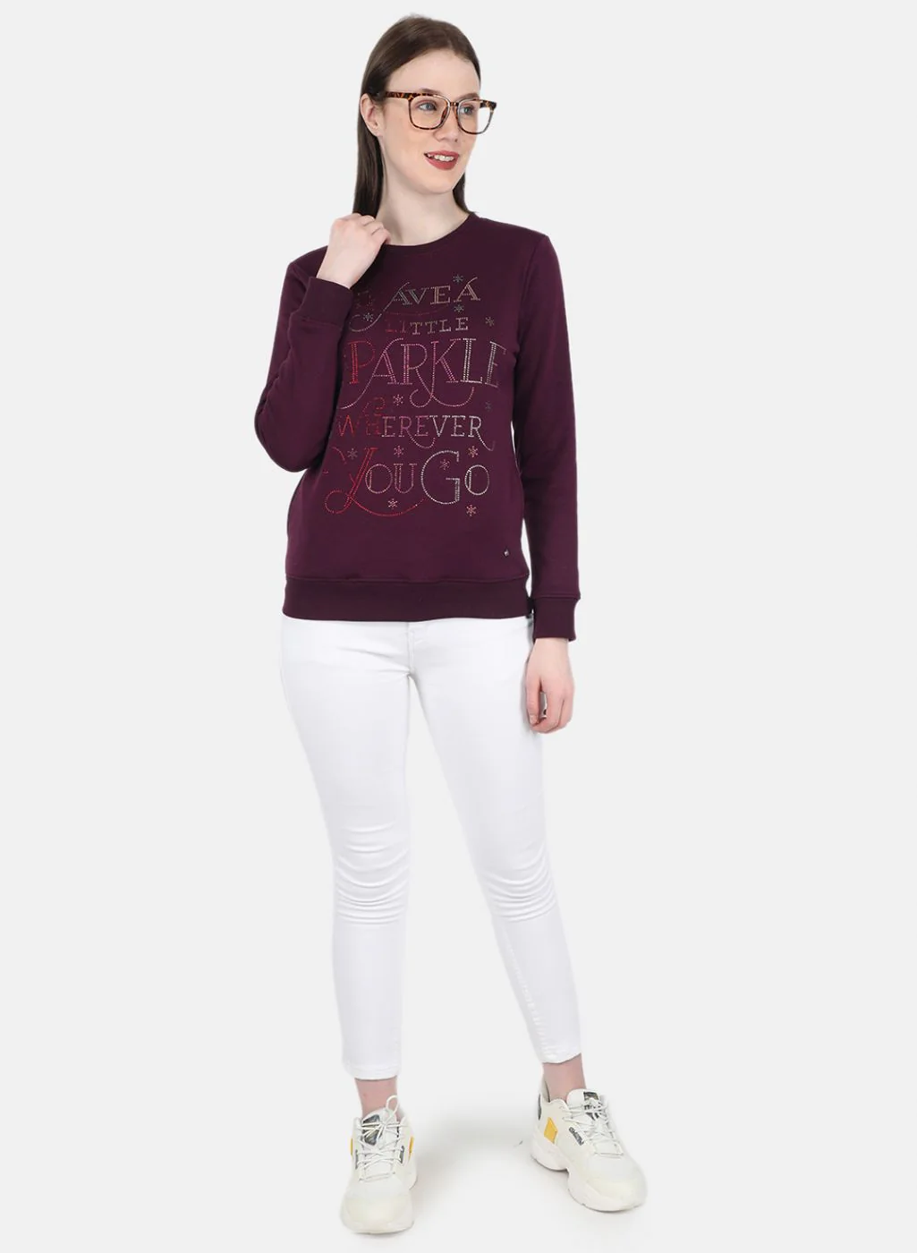 Women Purple Printed Sweatshirt - Image 4