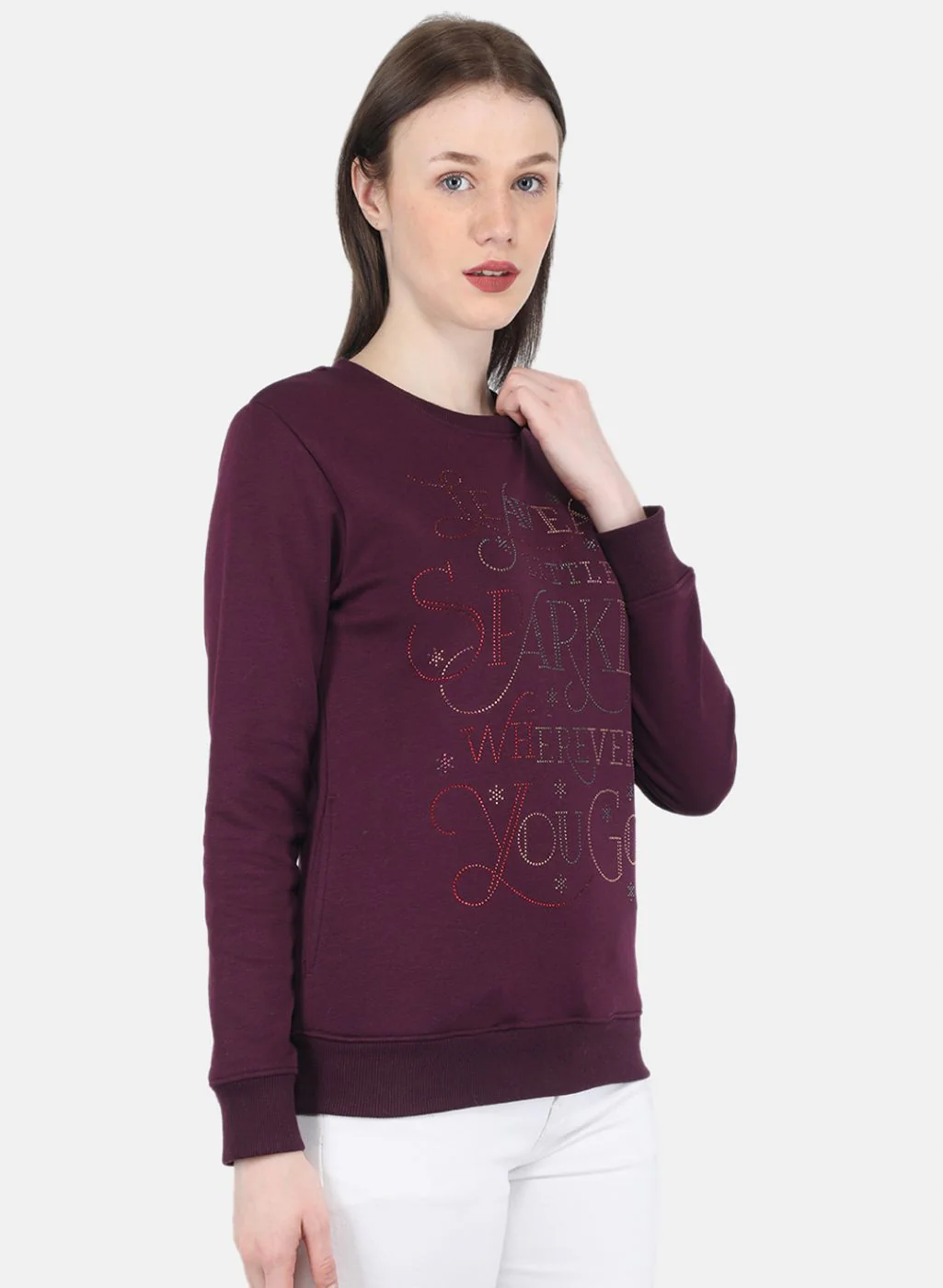 Women Purple Printed Sweatshirt - Image 6