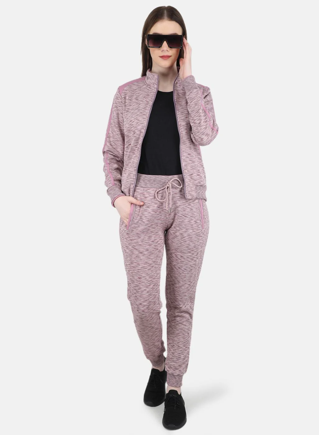 Women Purple Printed Tracksuit - Image 4