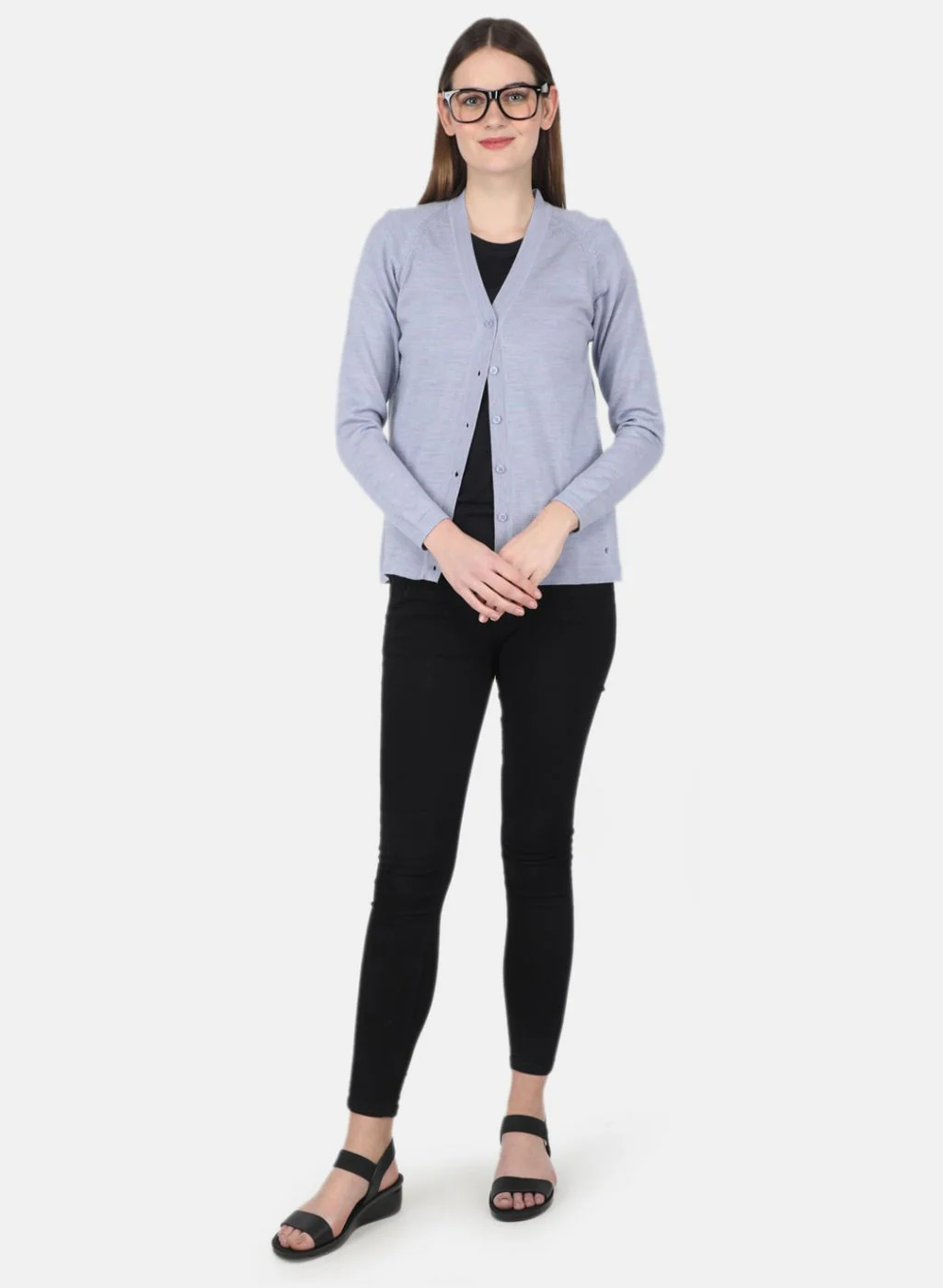 Women Purple Solid Cardigan - Image 4