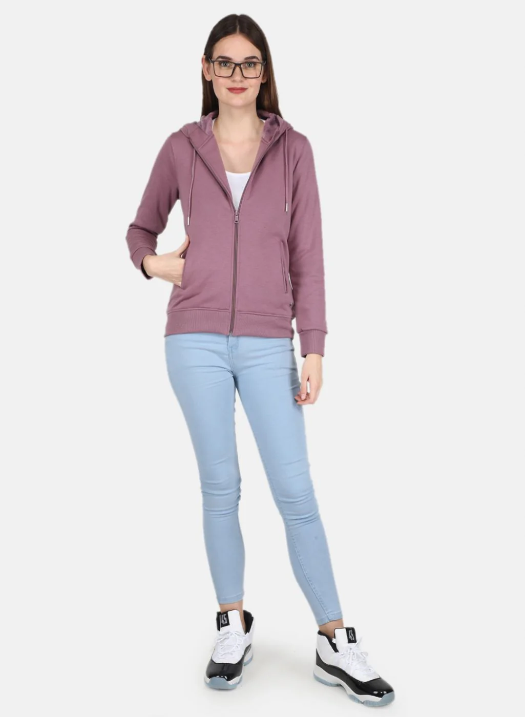 Women Purple Solid Sweatshirt - Image 4