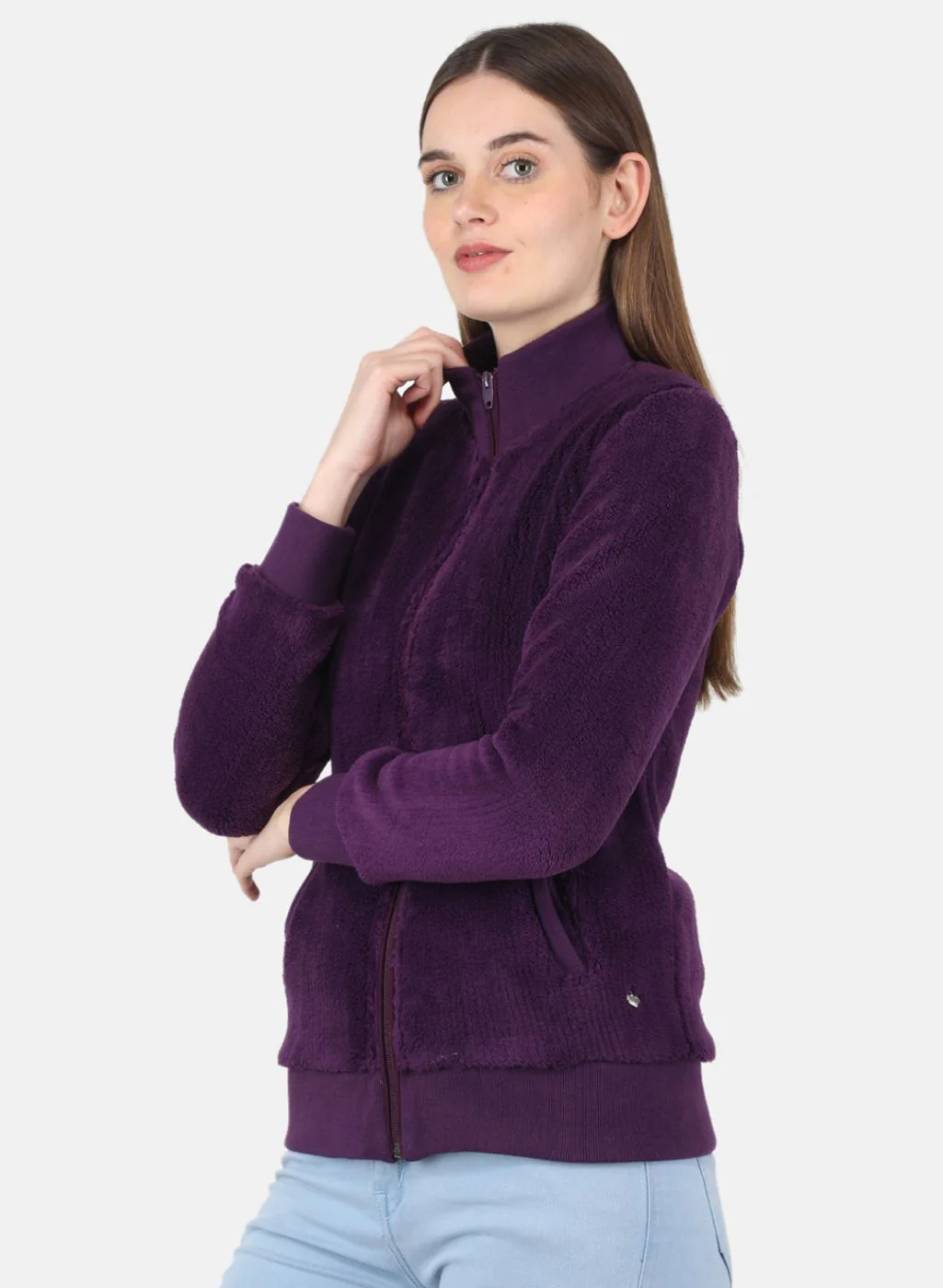 Women Purple Solid Sweatshirt - Image 2