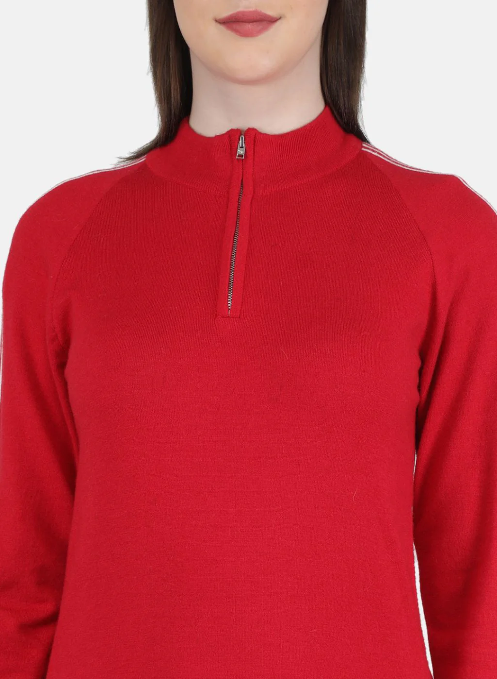 Women Red Self Design Pullover - Image 5