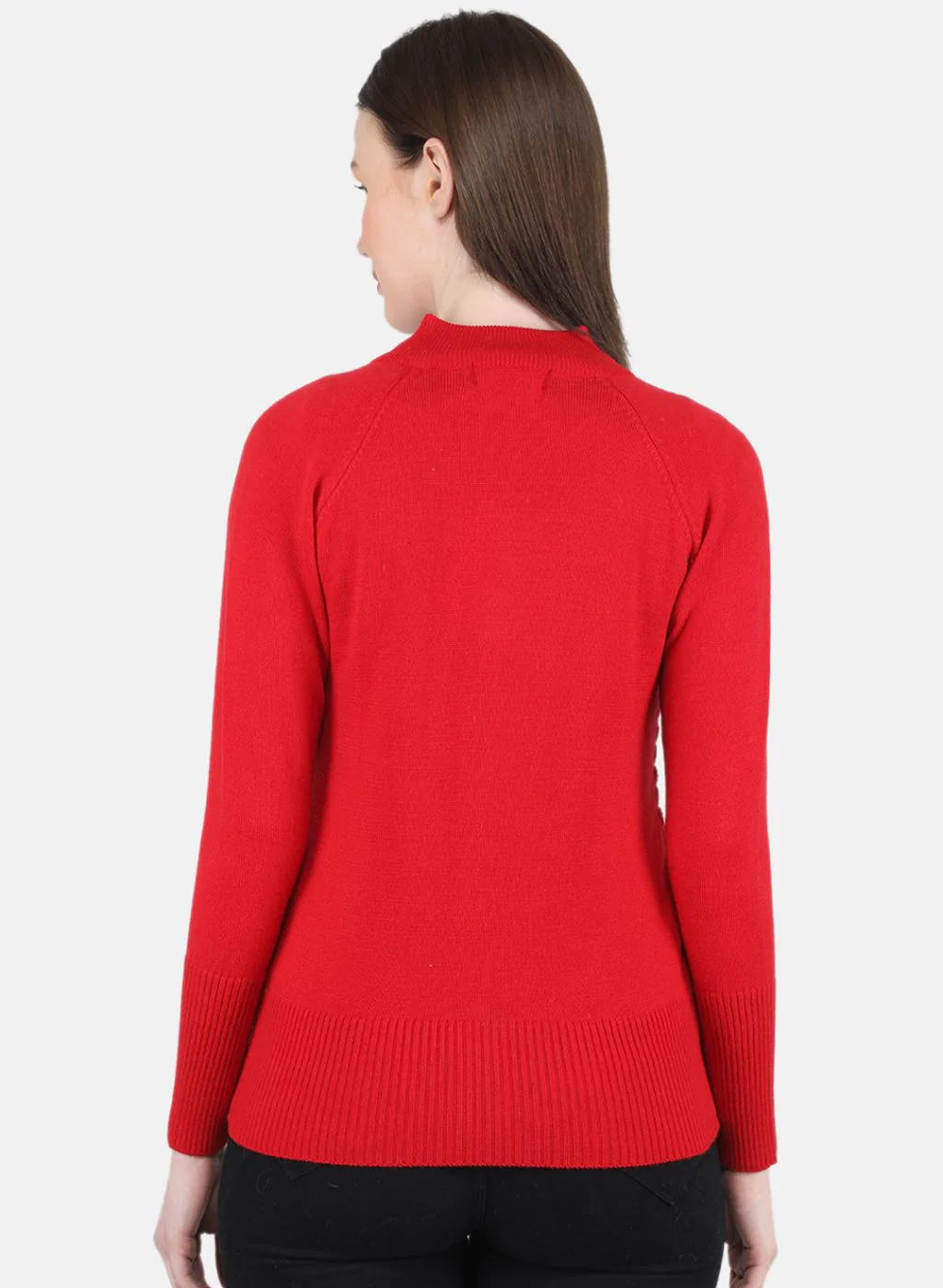 Women Red Self Design Pullover - Image 3
