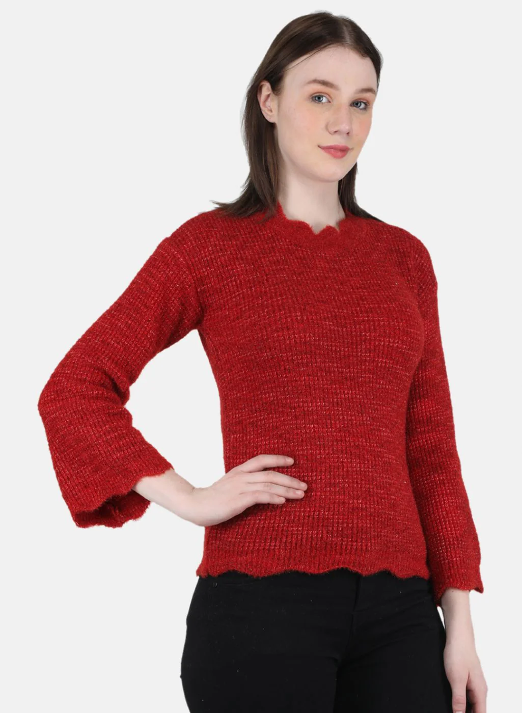 Women Red Self Design Top - Image 6