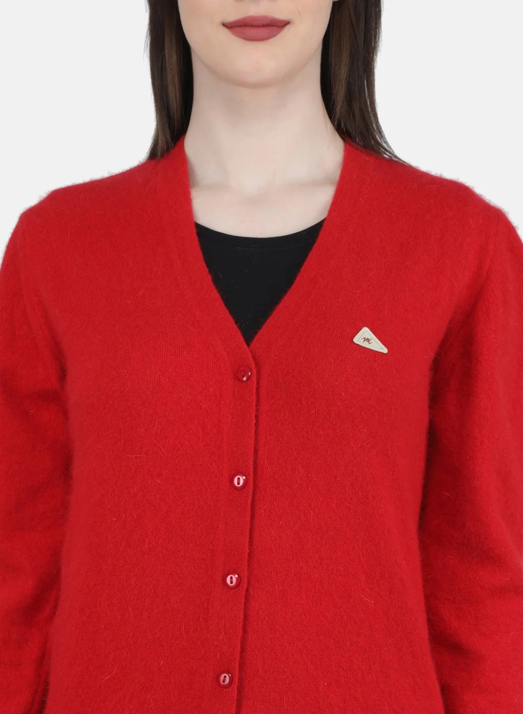 Women Red Solid Cardigan - Image 5