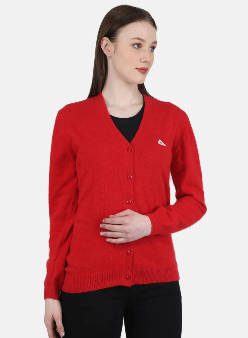 Women Red Solid Cardigan - Image 6