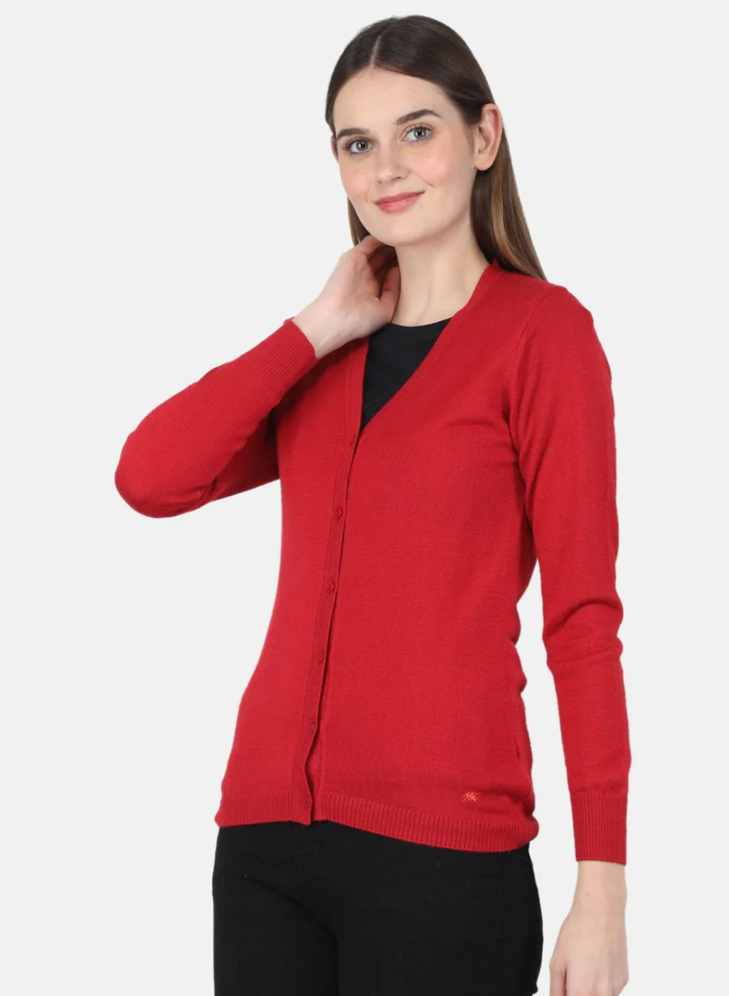 Women Red Solid Cardigan - Image 2