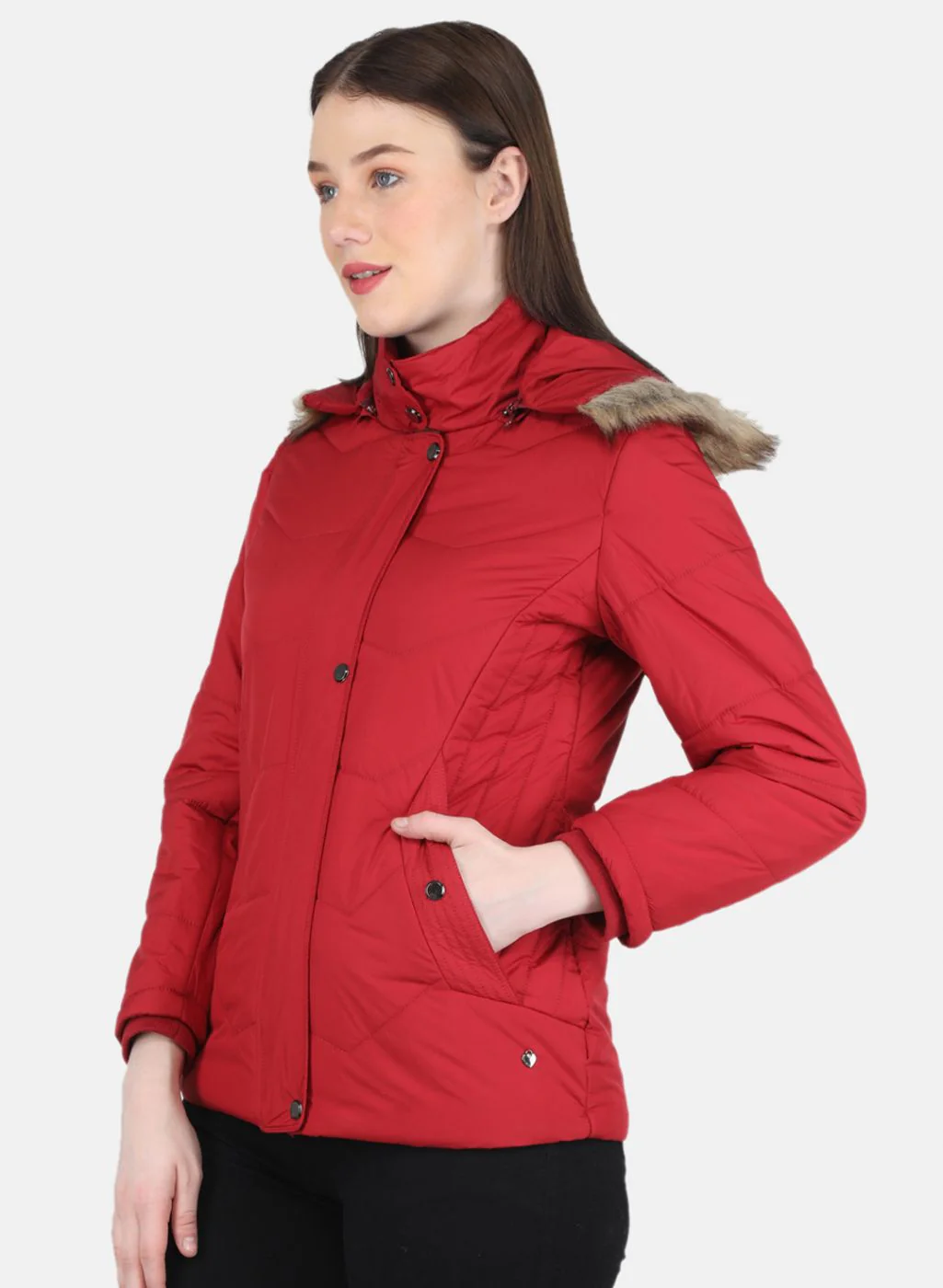 Women Red Solid Jacket - Image 2