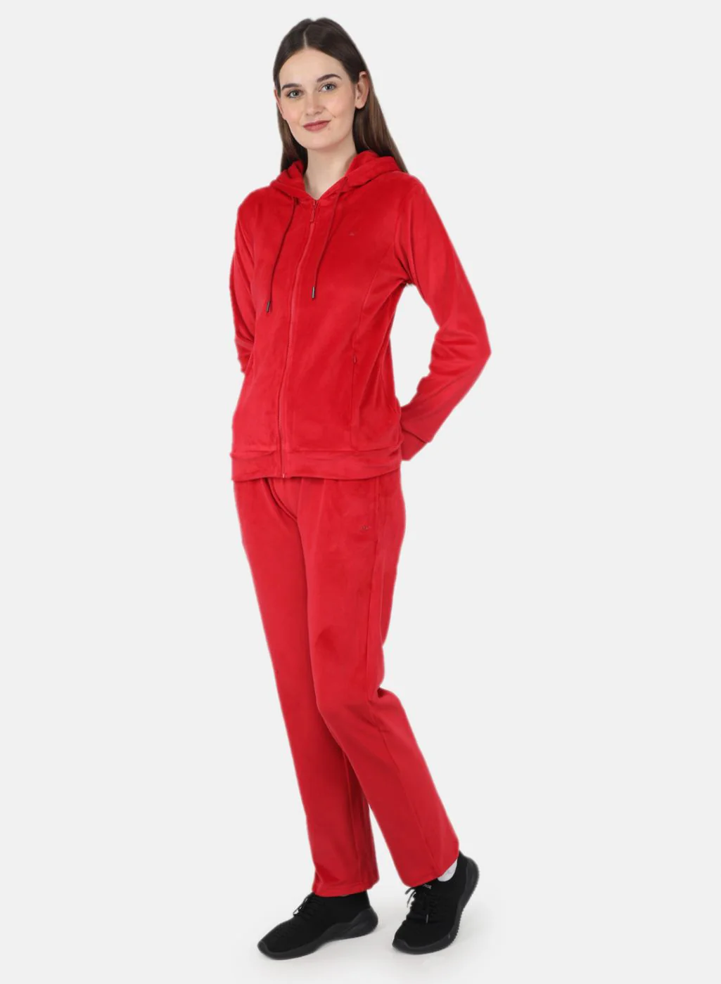 Women Red Solid Tracksuit - Image 2