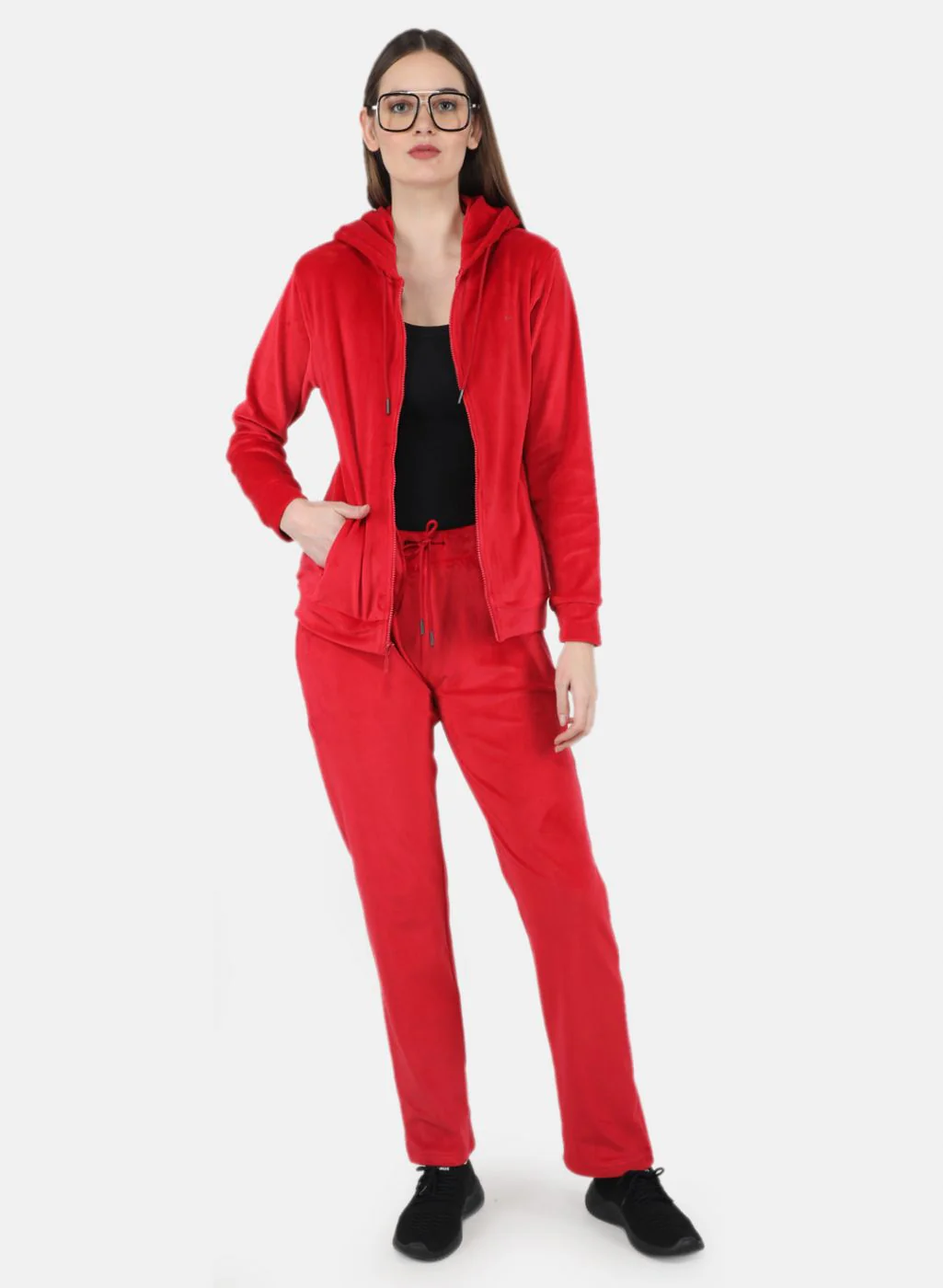 Women Red Solid Tracksuit - Image 4