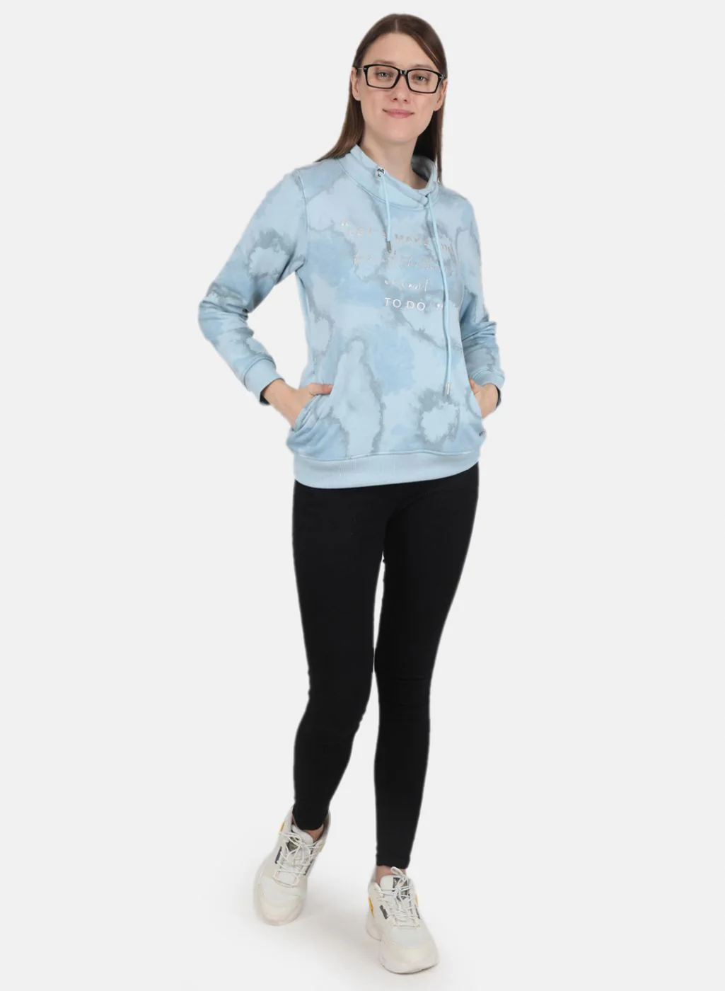 Women Sky Blue Printed Sweatshirt - Image 4