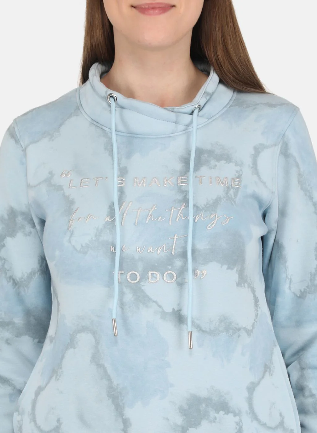 Women Sky Blue Printed Sweatshirt - Image 5