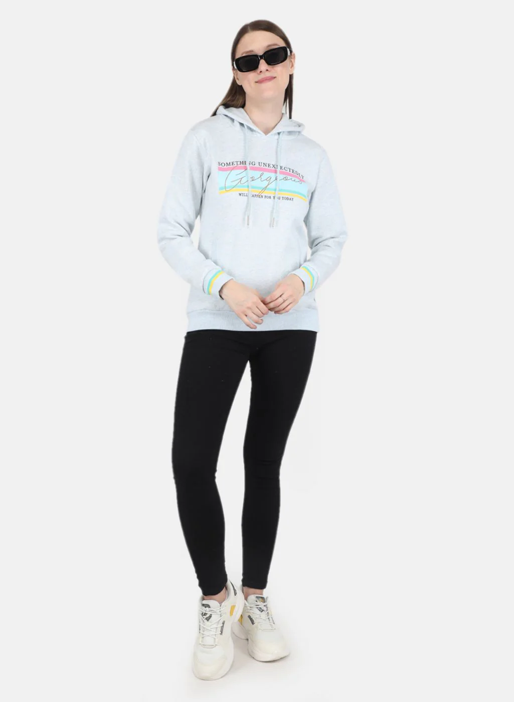 Women Sky Blue Printed Sweatshirt - Image 4