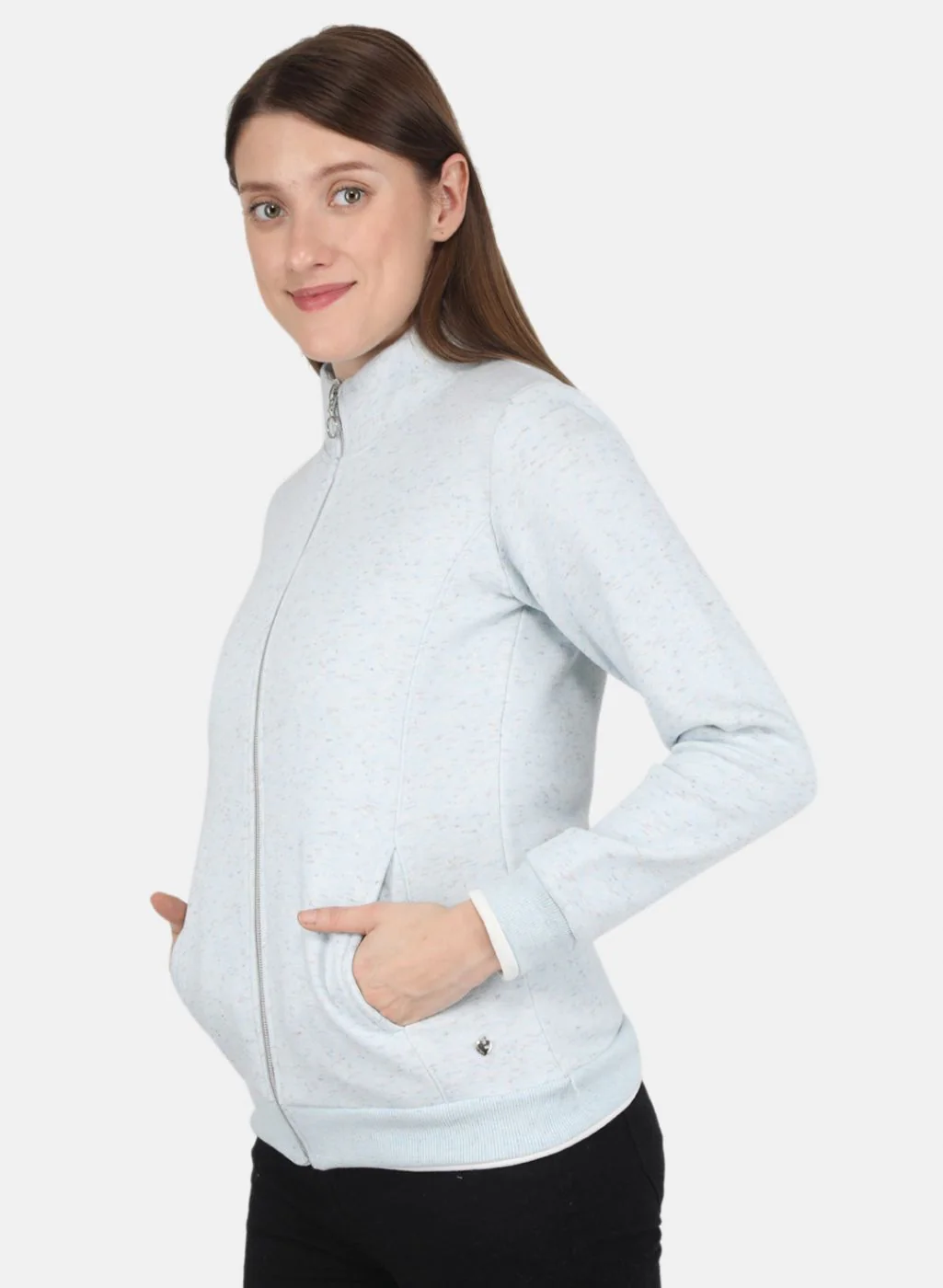 Women Sky Blue Stripe Sweatshirt - Image 2