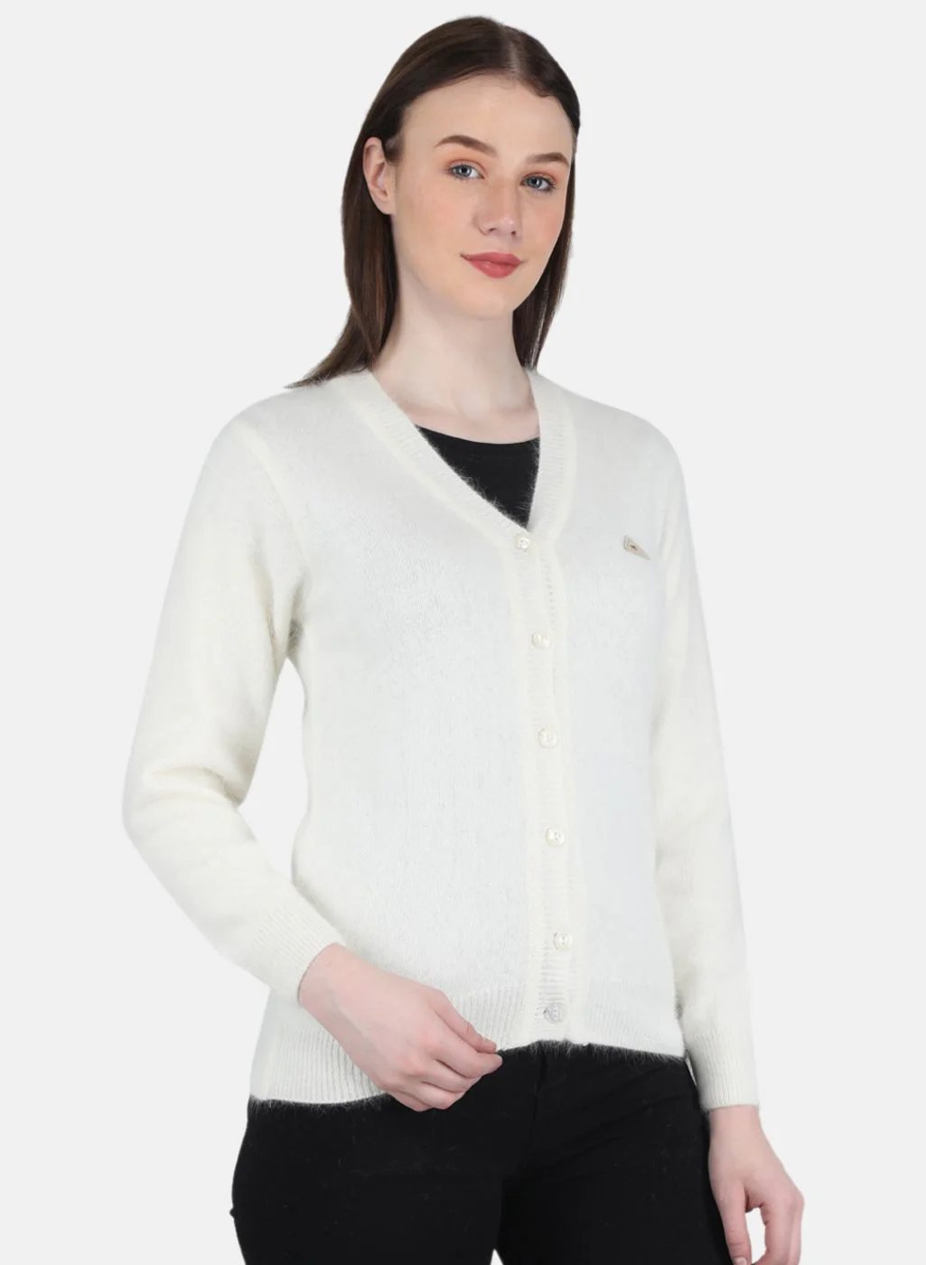 Women White Solid Cardigan - Image 6