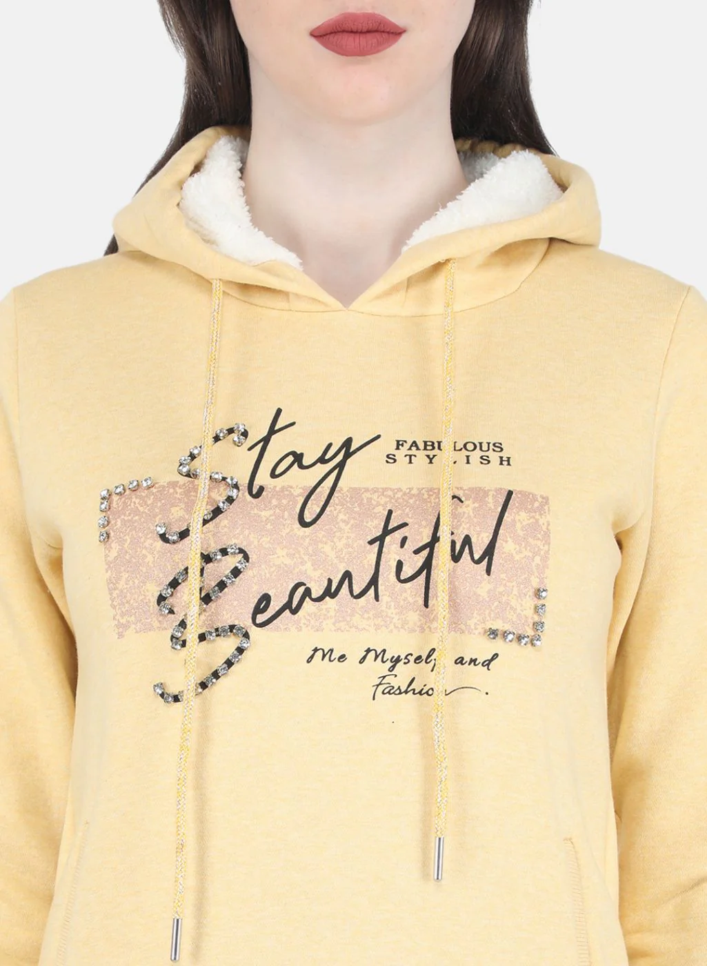 Women Yellow Embroidered Sweatshirt - Image 5