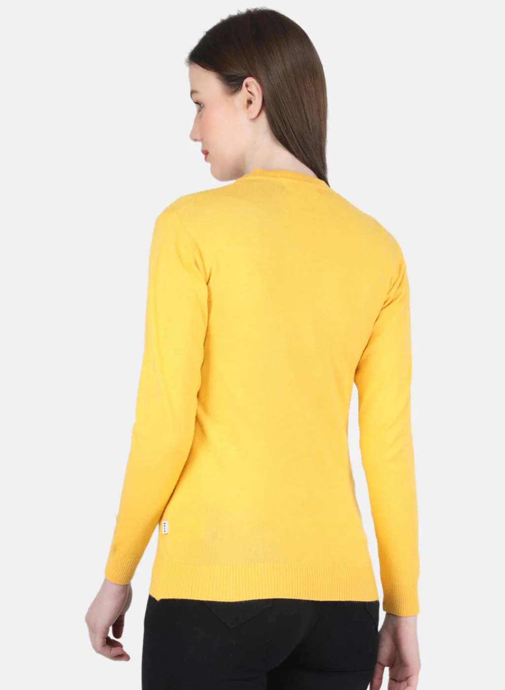 Women Yellow Self Design Cardigan - Image 3