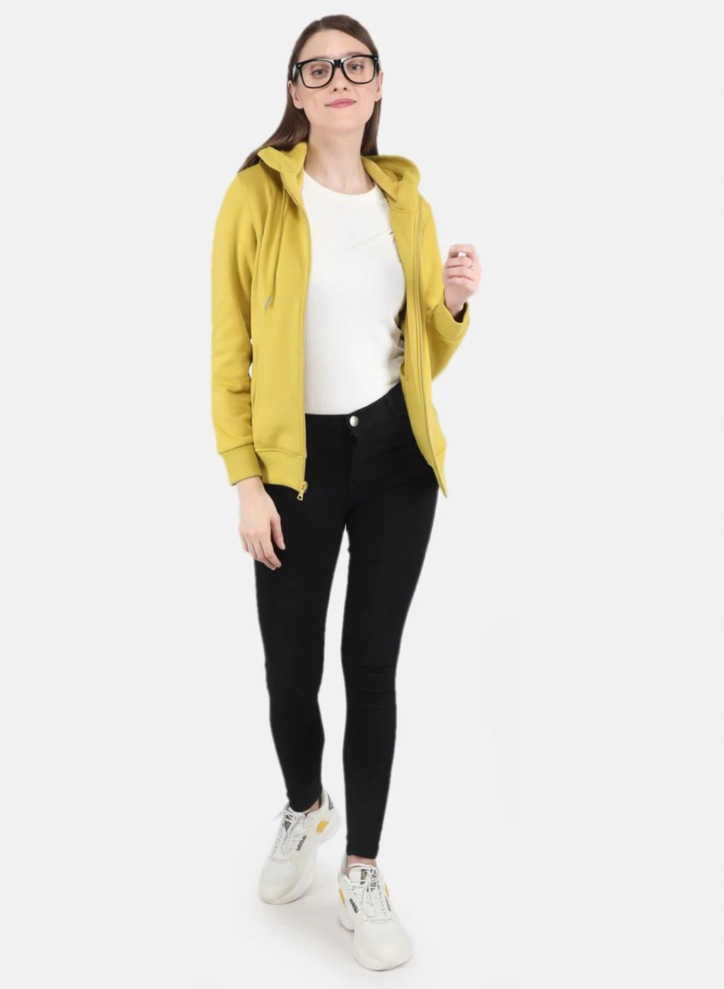 Women Yellow Solid Sweatshirt - Image 4