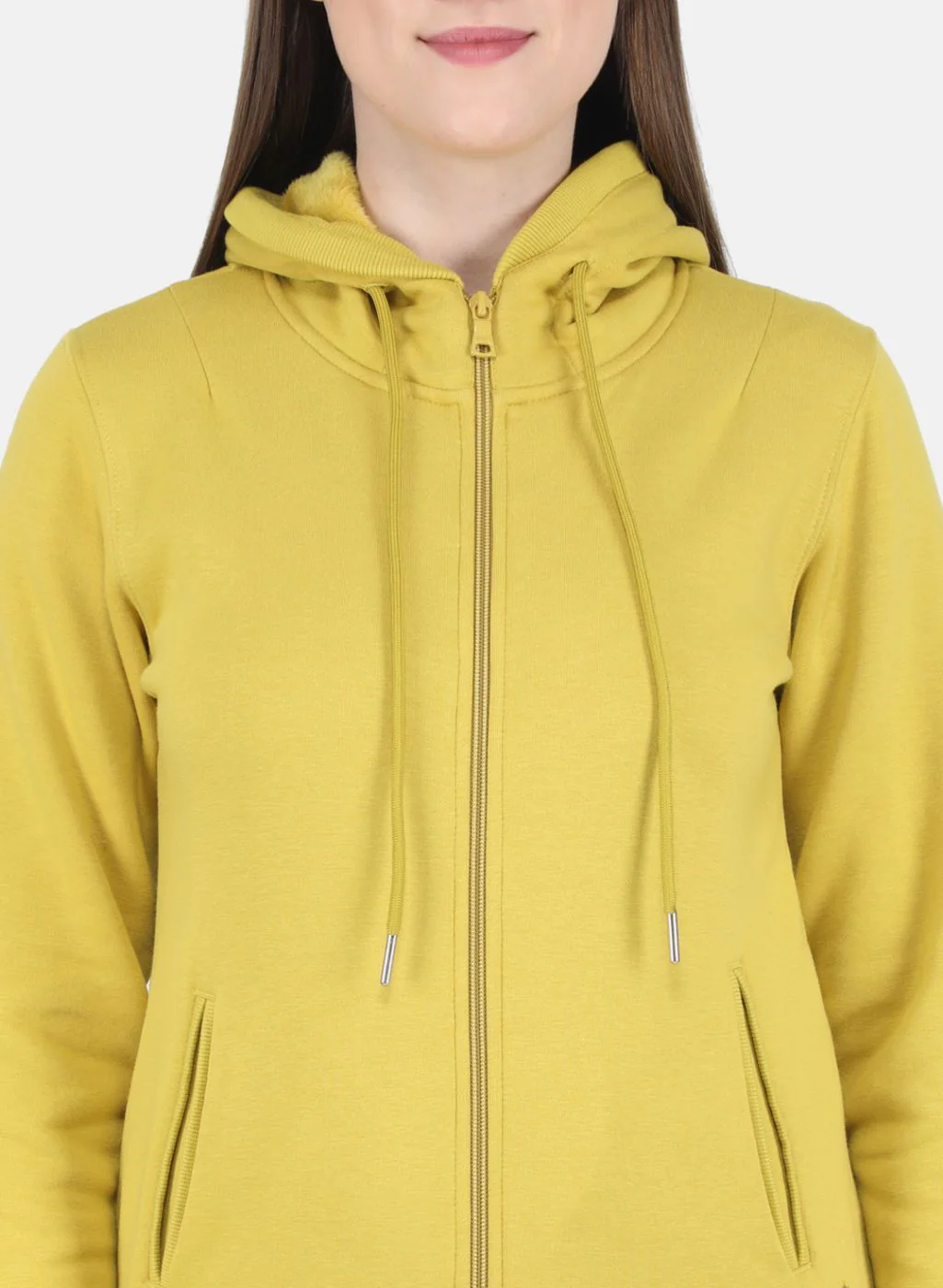 Women Yellow Solid Sweatshirt - Image 5