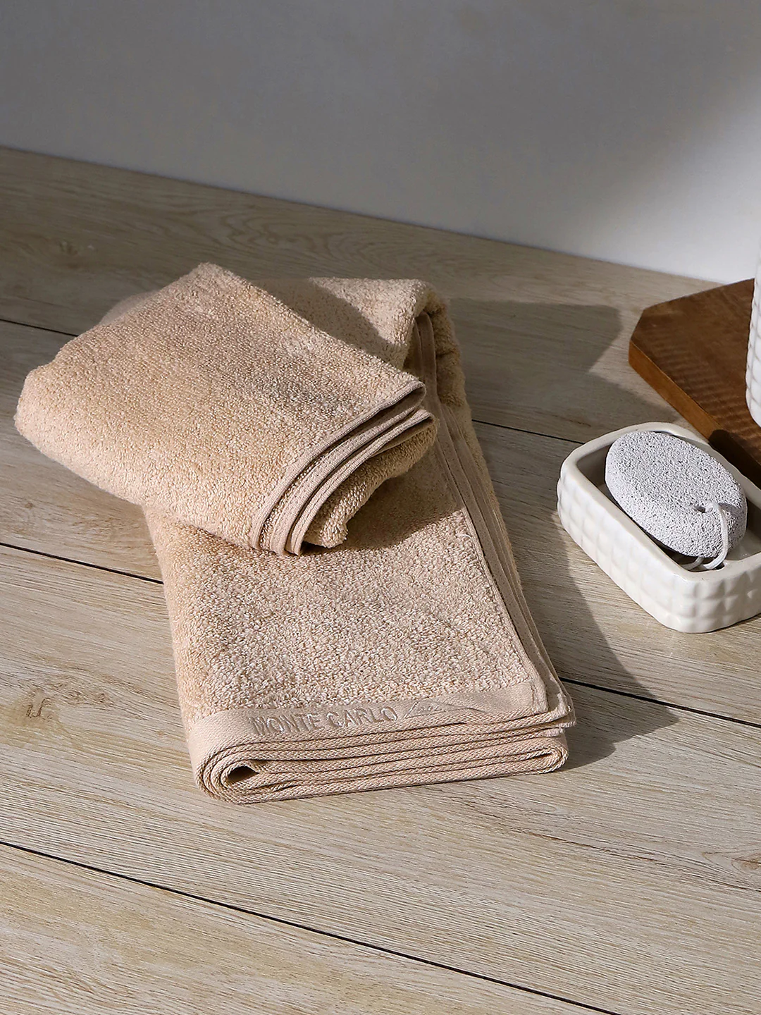 Peach Solid Pure Cotton 350 GSM Bath Towel (Oslo)