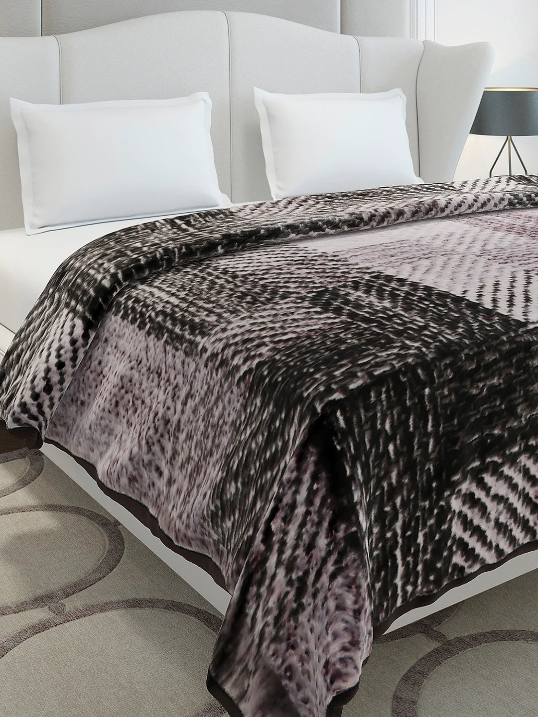 Printed Double Bed 1 Ply, 606 GSM Blanket for Mild Winter - (Denny PVC)