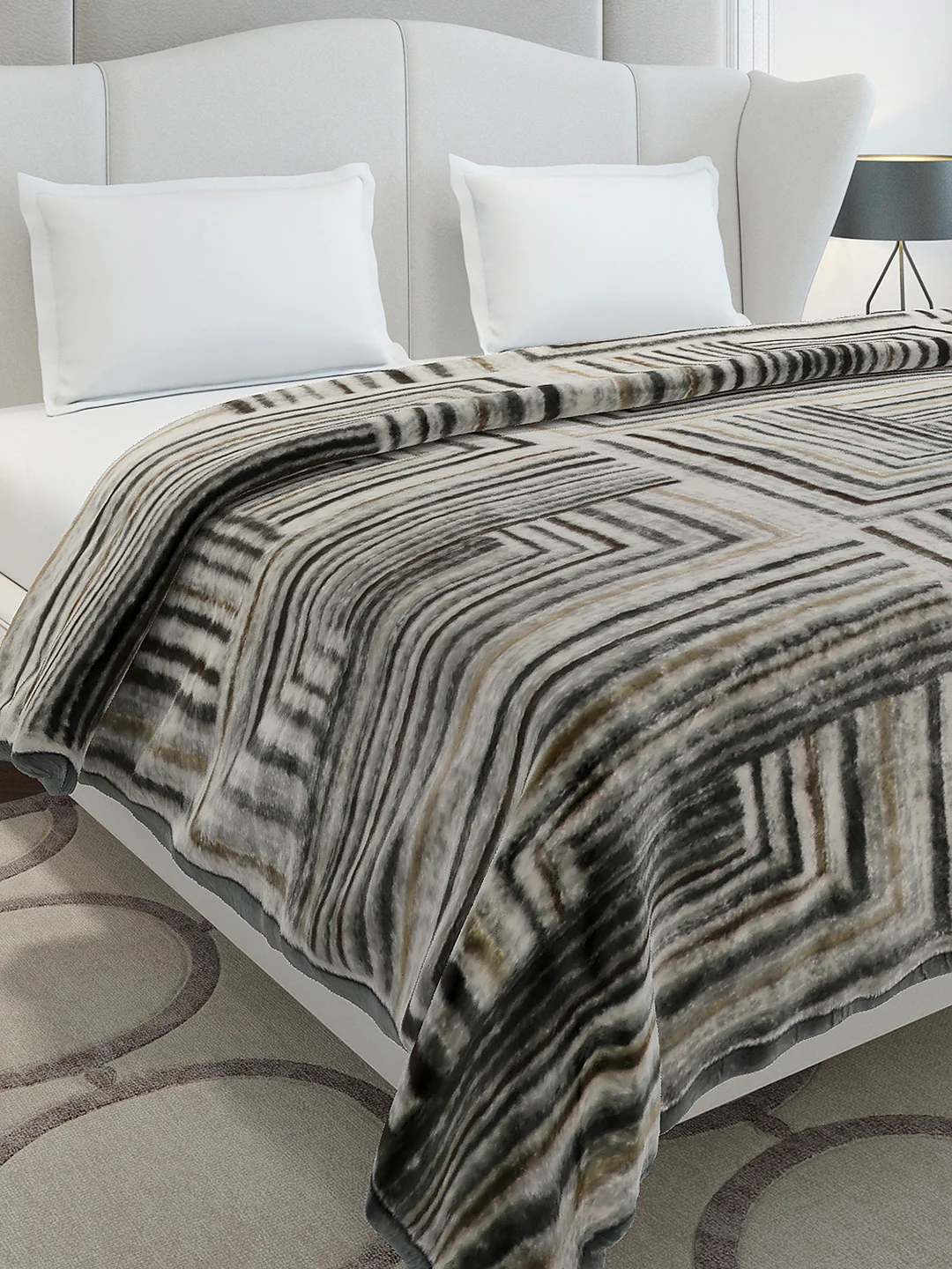 Printed Double Bed 1 Ply, 606 GSM Blanket for Mild Winter - (Denny PVC)