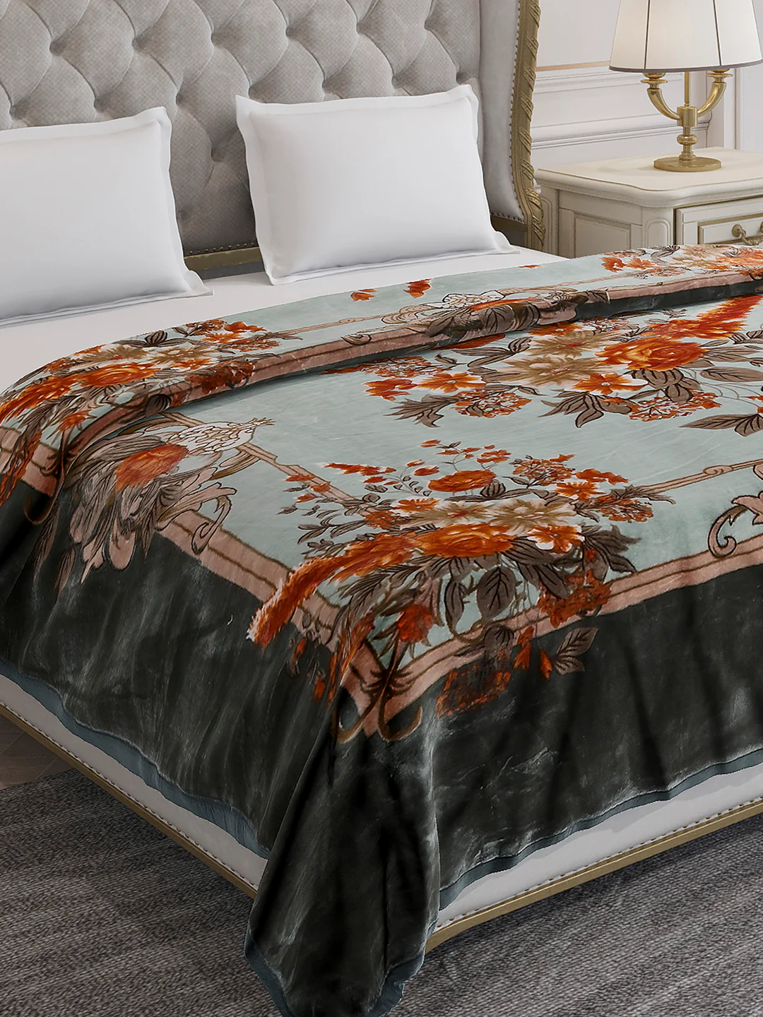 Printed Double Bed 2 Ply, 1042 GSM Blanket for Winter - (Emilia)