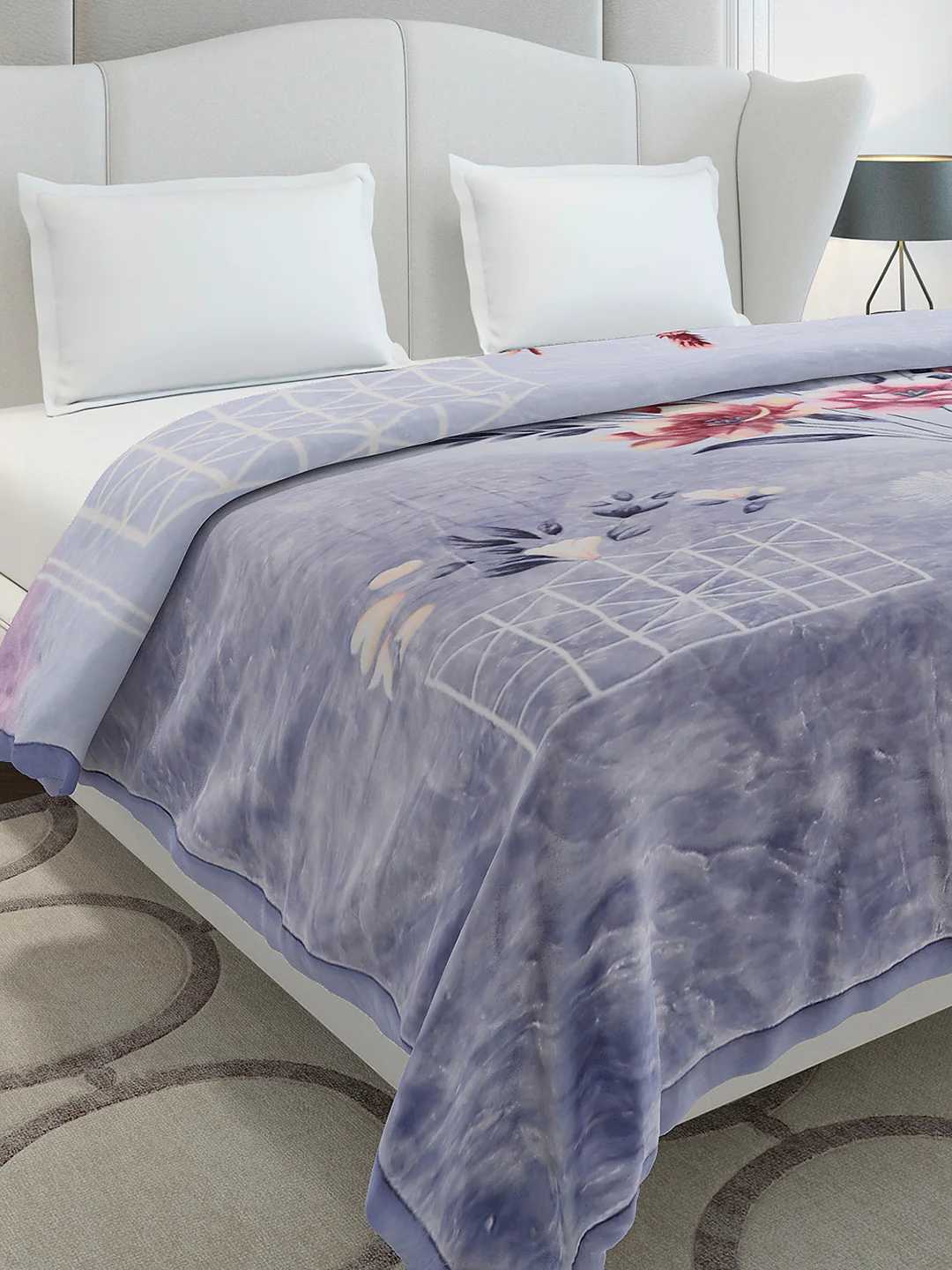 Printed Double Bed 2 Ply, 1136 GSM Embossed Blanket for Heavy Winter - (Commander)