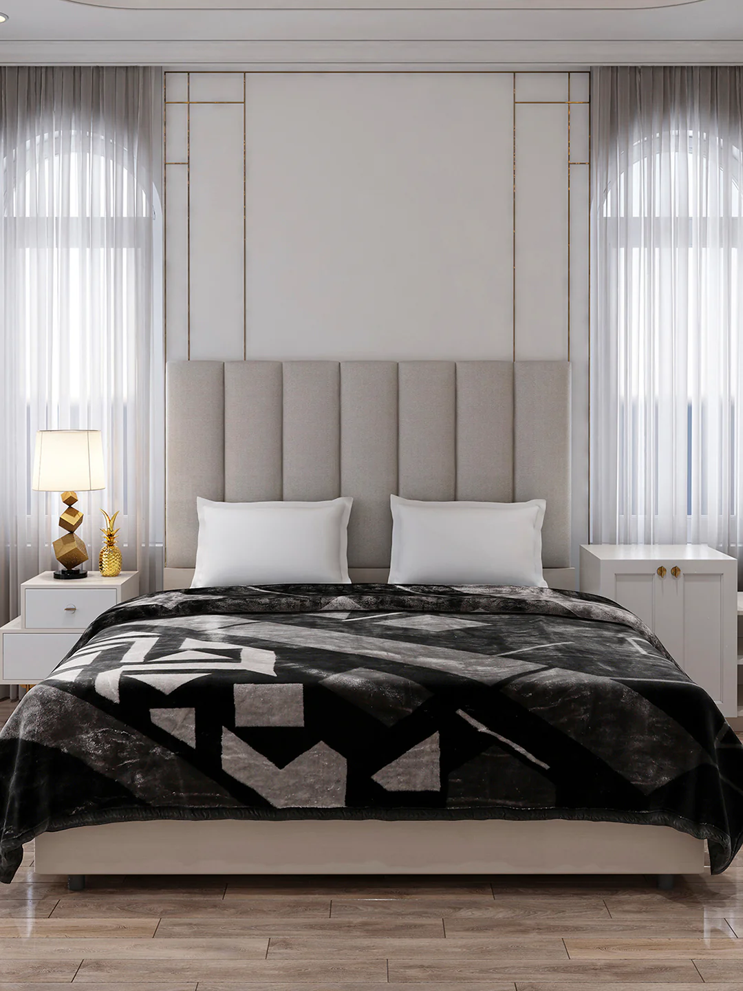 Printed Double Bed 2 Ply, 871 GSM Blanket for Heavy Winter - (Moon Valley Box) - Image 2