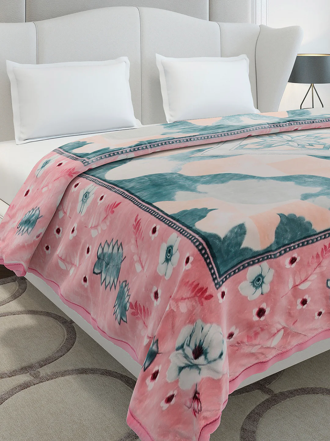 Printed Double Bed 3, 890 GSM Ply Blanket for Heavy Winter - (Gulnar)