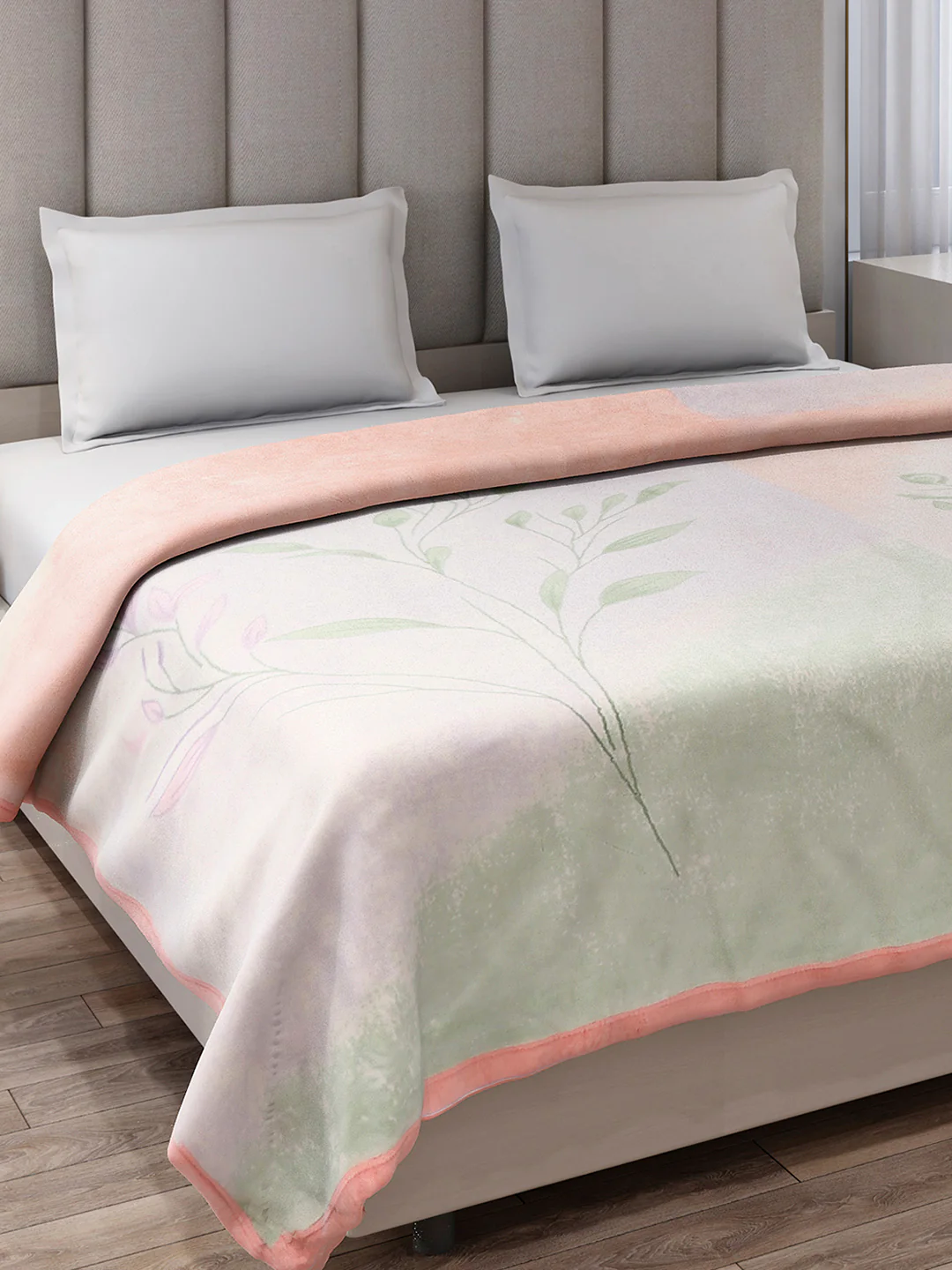 Printed Double Bed 3, 890 GSM Ply Blanket for Heavy Winter - (Rosewood)