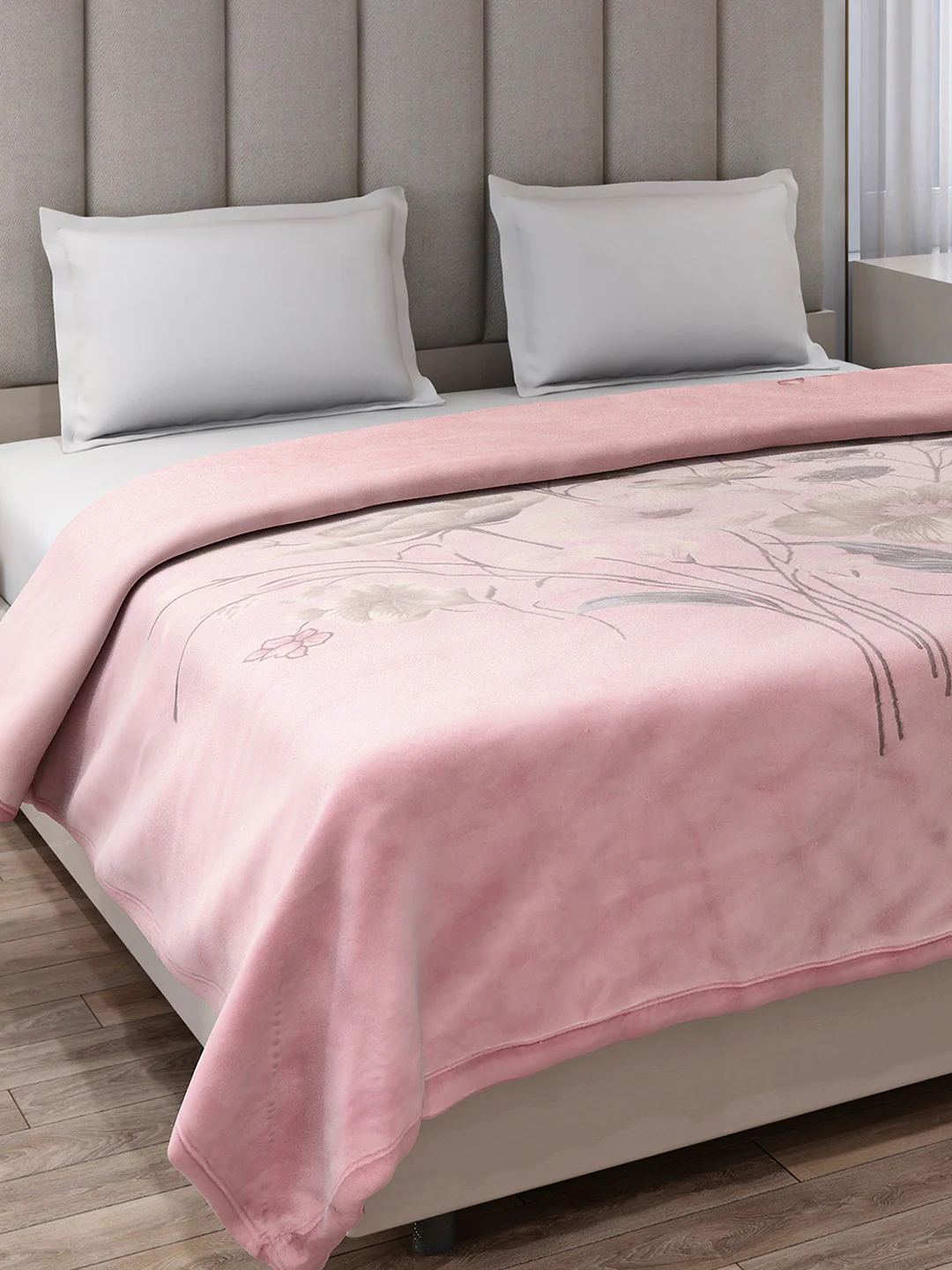 Printed Double Bed 3, 890 GSM Ply Blanket for Heavy Winter - (Rosewood)