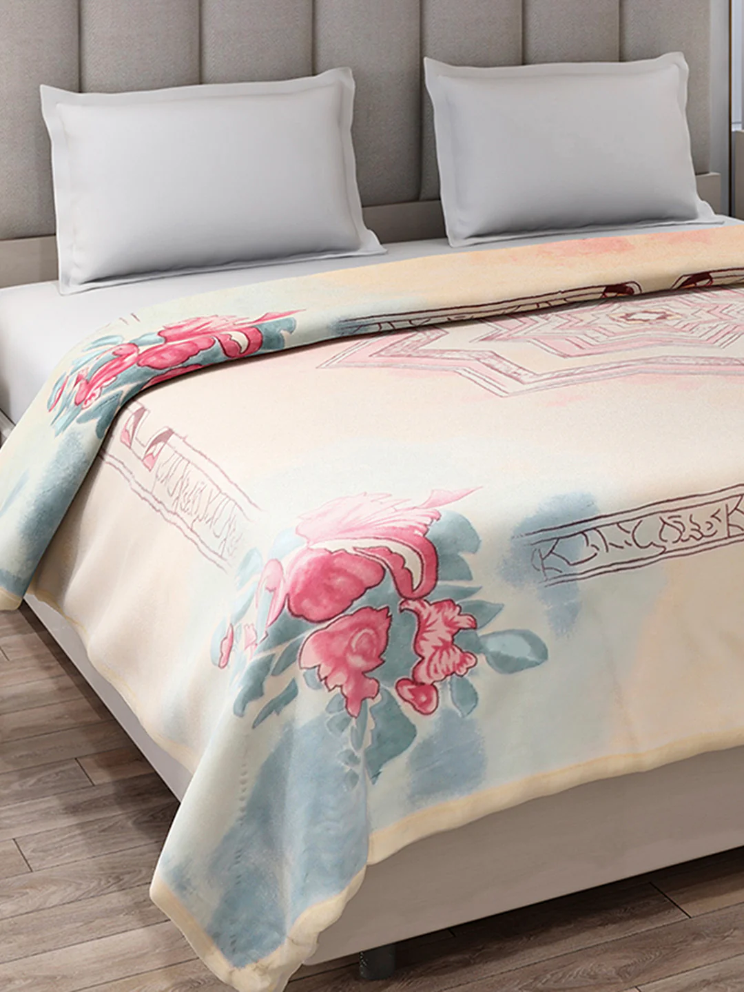Printed Double Bed 3, 890 GSM Ply Blanket for Heavy Winter - (Rosewood)