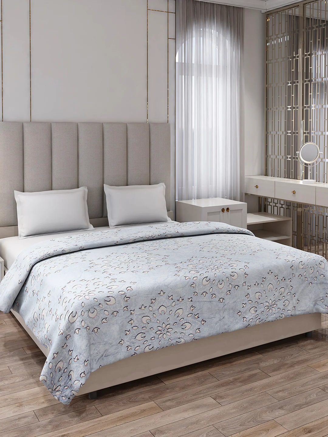 Printed Double Bed 300 GSM Blanket for AC Room - (Matrix)