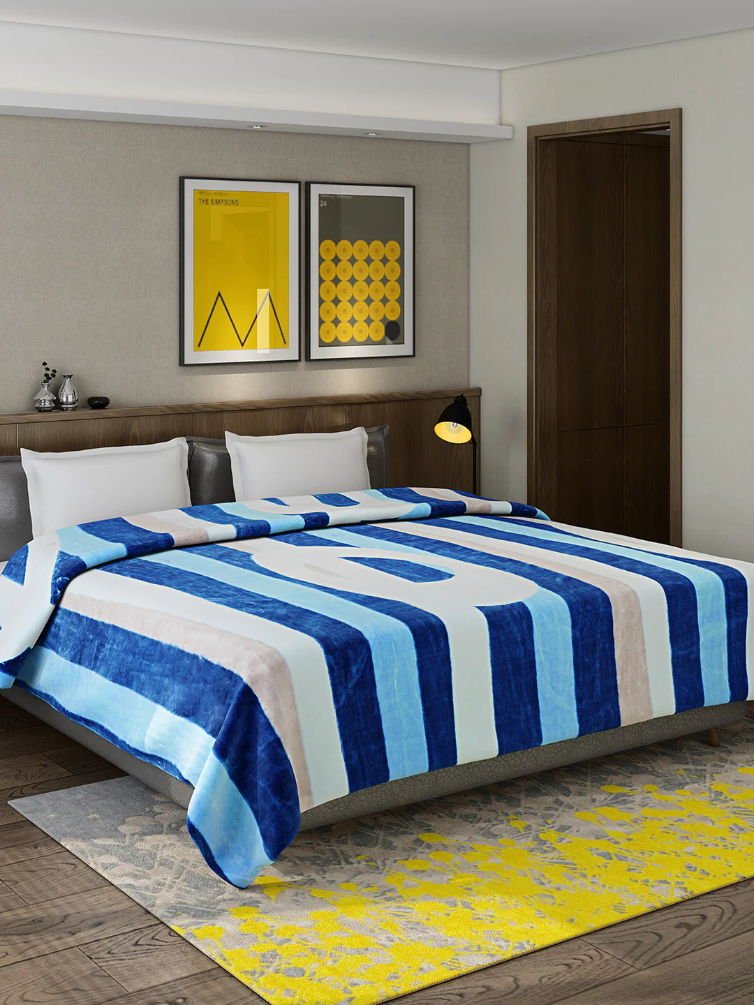 Printed Double Bed 947 GSM Blanket for Heavy Winter -1 Ply (Weight 5 kg)