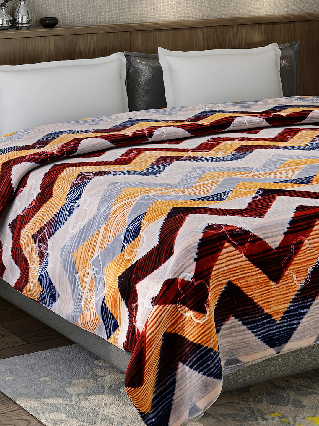 Printed Double Bed Reversible Blanket 2 Ply, 910 GSM, 4.8 kg (Vista)