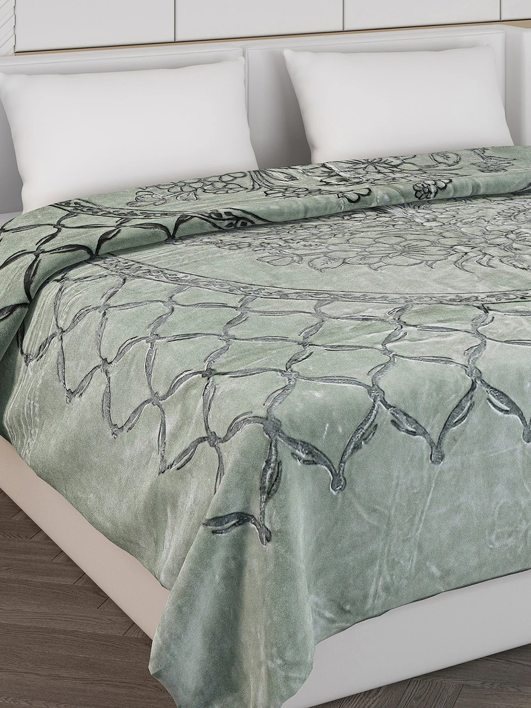 Printed Double Bed Reversible Blanket 2 Ply, 947 GSM, 5 kg (Rusty)
