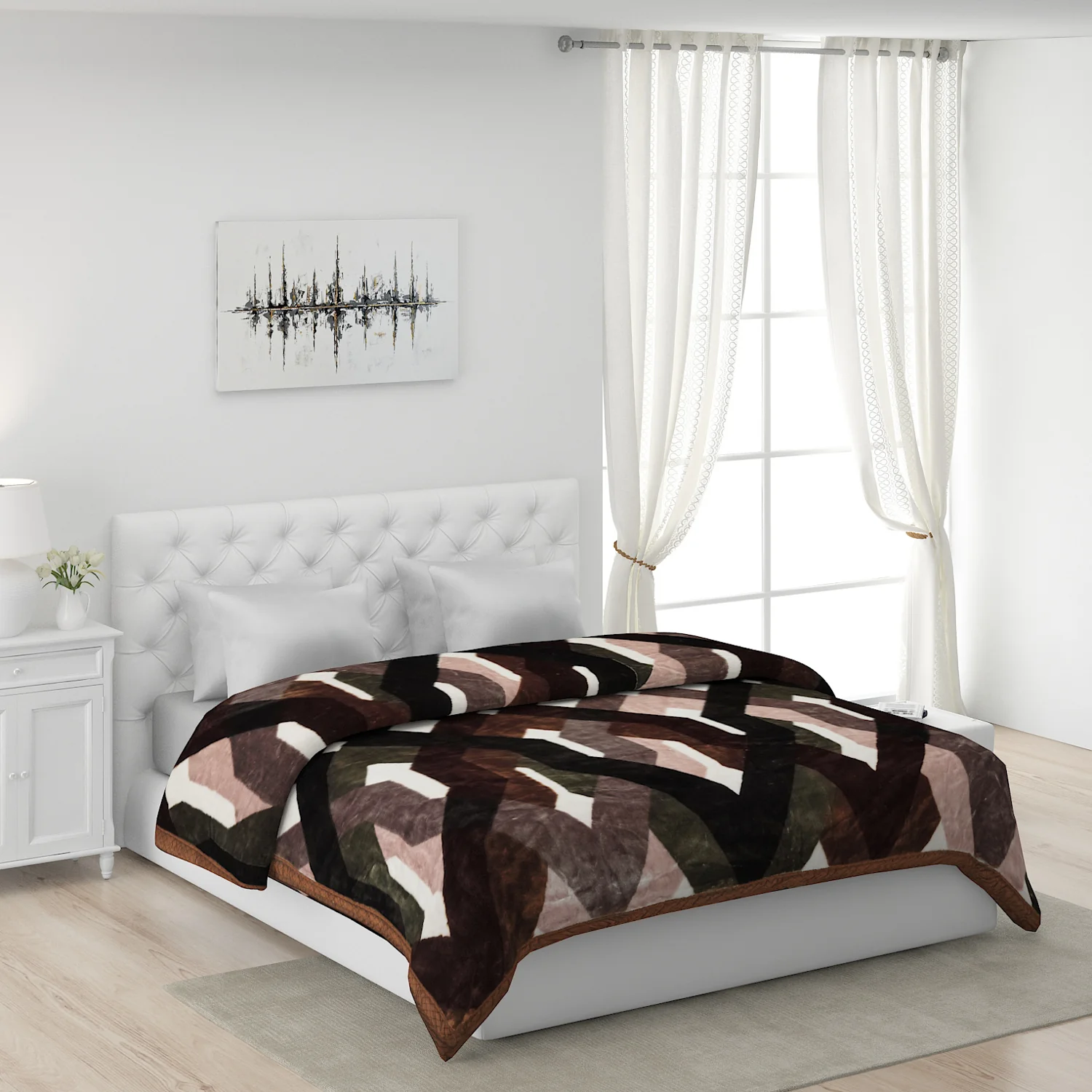 Printed Double Bed Blanket for Mild Winter -1 Ply