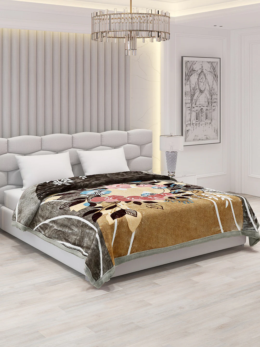 Printed Double Bed Blanket for Mild Winter -2 Ply