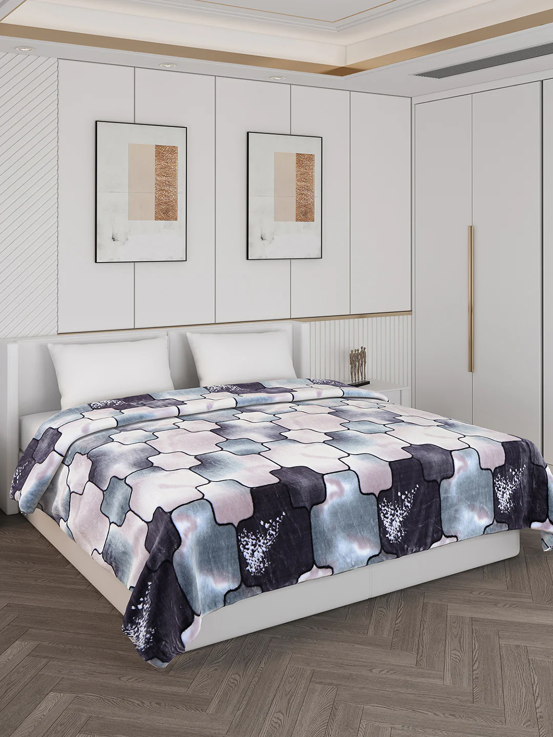 Printed Double Bed Blanket for Mild Winter -2 Ply