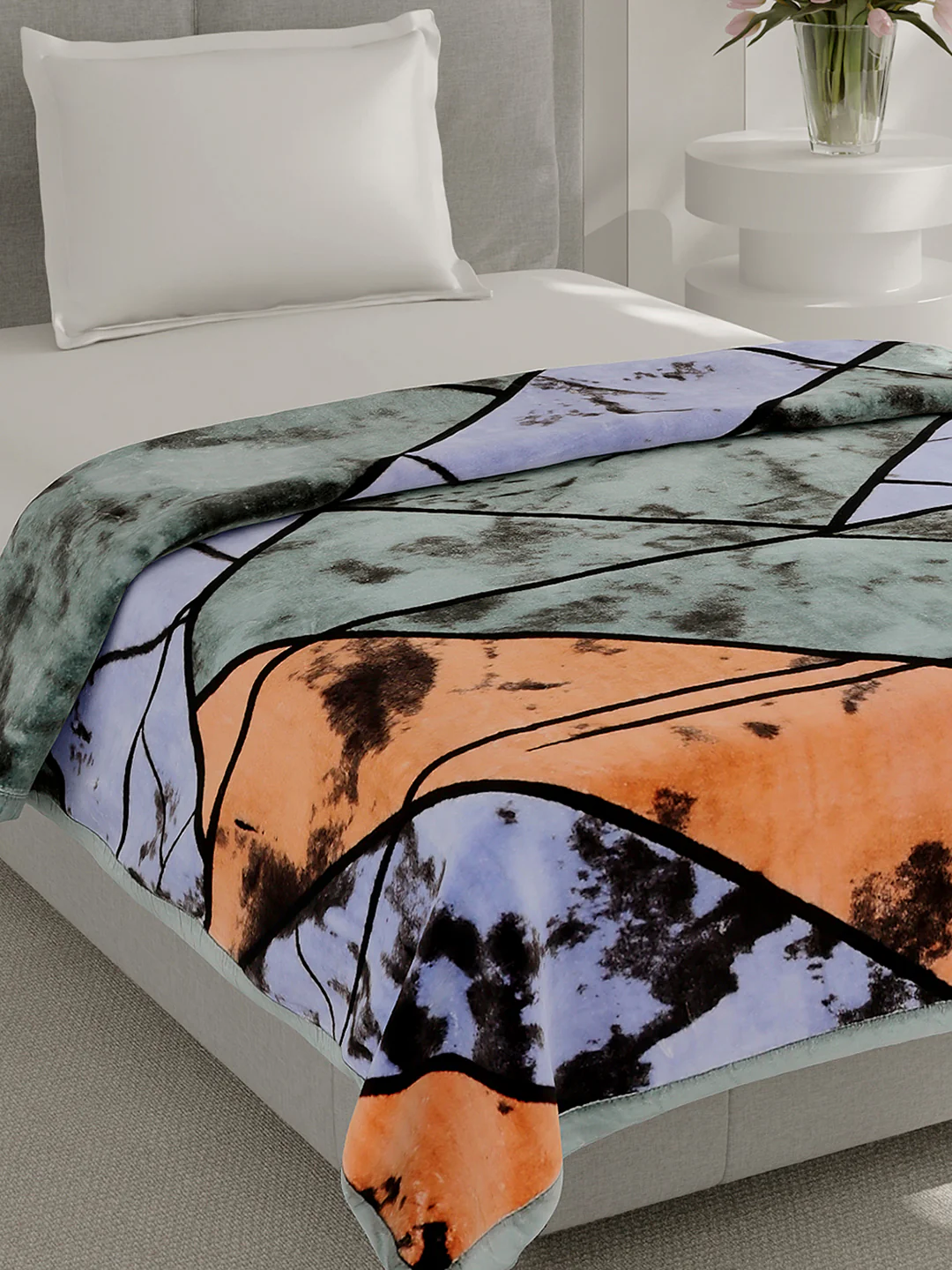 Printed Single Bed 1 Ply, 625 GSM Mink Blanket for Mild Winter - (Impact Pvc)